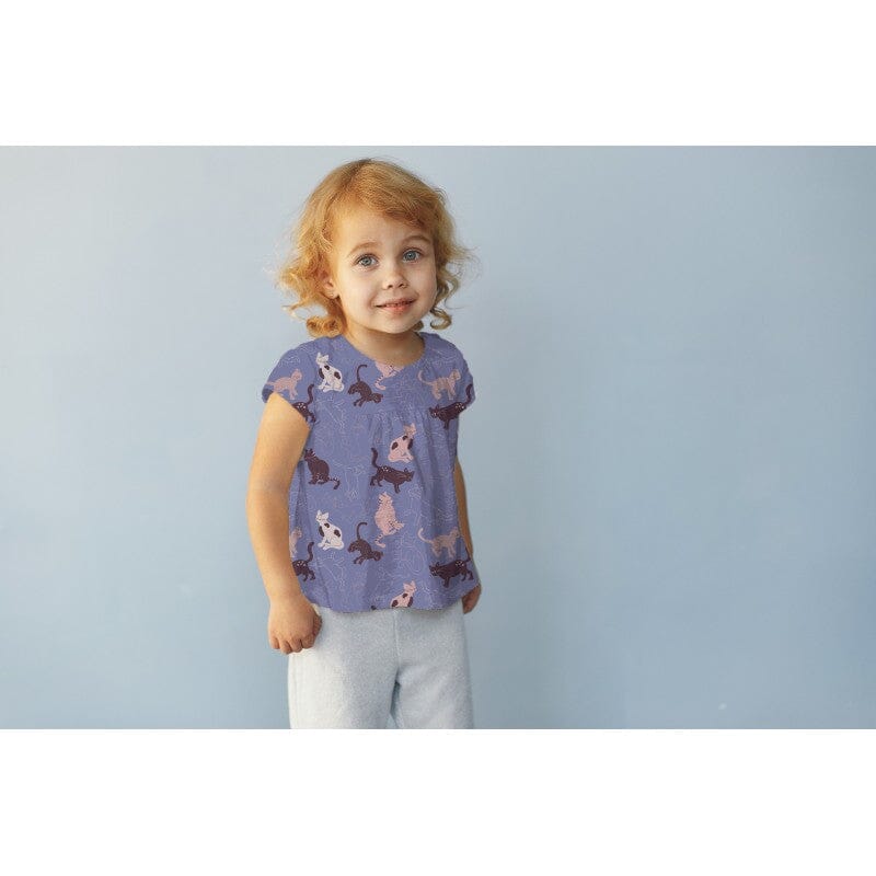 Baumwolljersey - Katzen - Bleu violett Fabric poshpinks