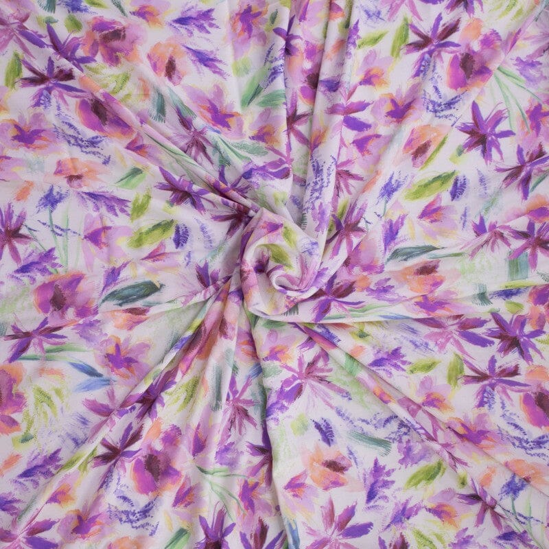 Tencel Webware - Watercolor Flowers - weiß lila Fabric poshpinks