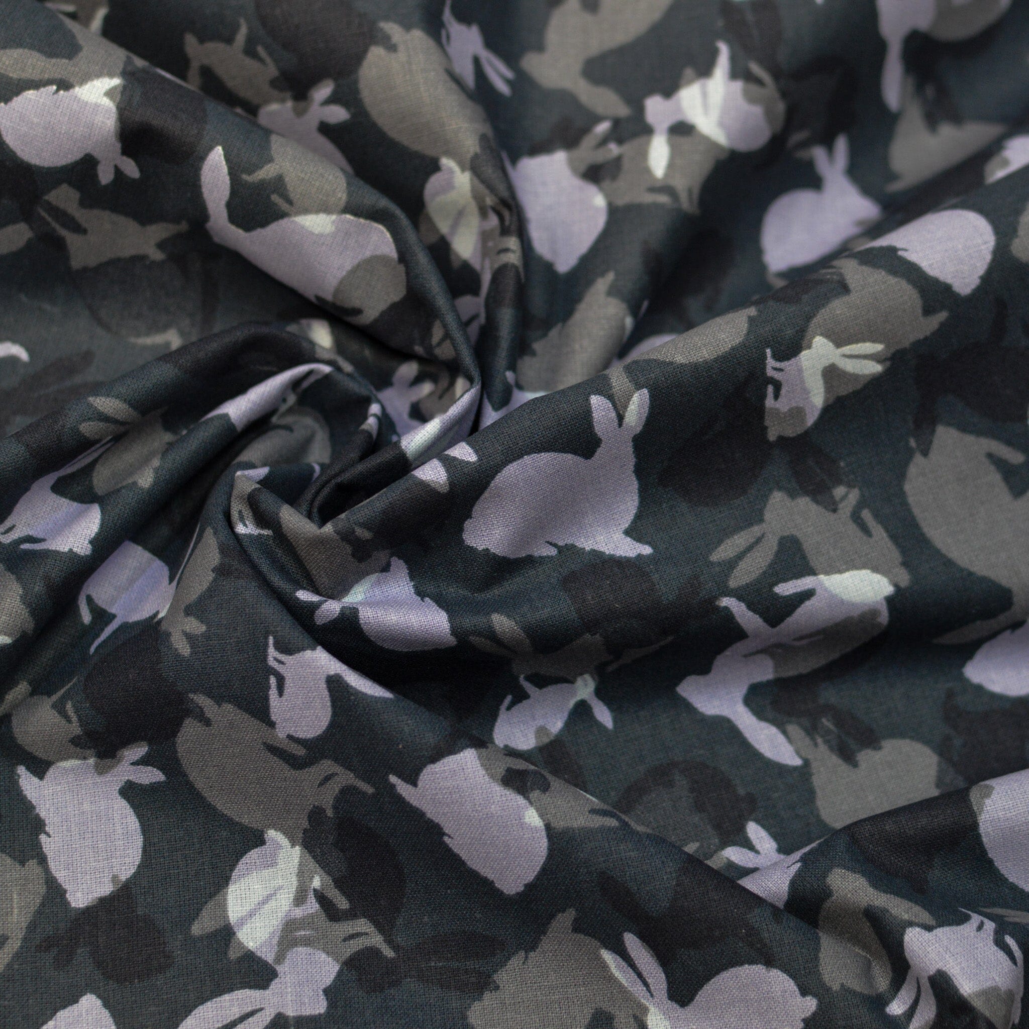 Baumwoll Cretonne - Webware mit Häschen - schwarz Fabric poshpinks