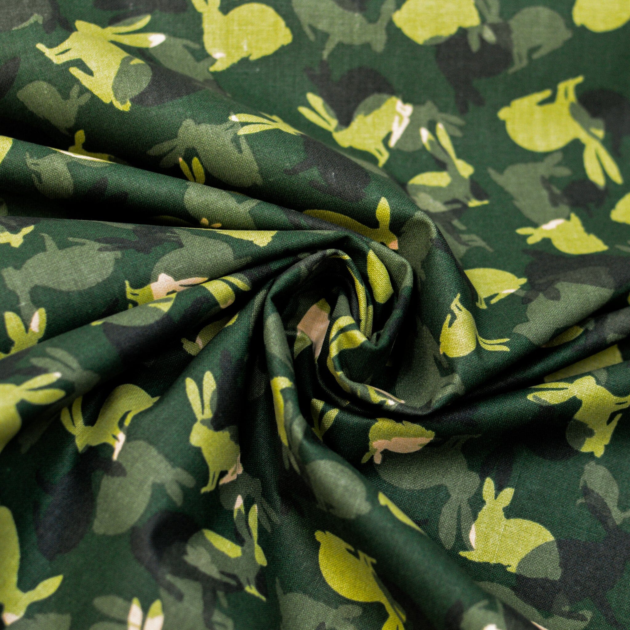 Baumwoll Cretonne - Webware mit Häschen - grün Fabric poshpinks