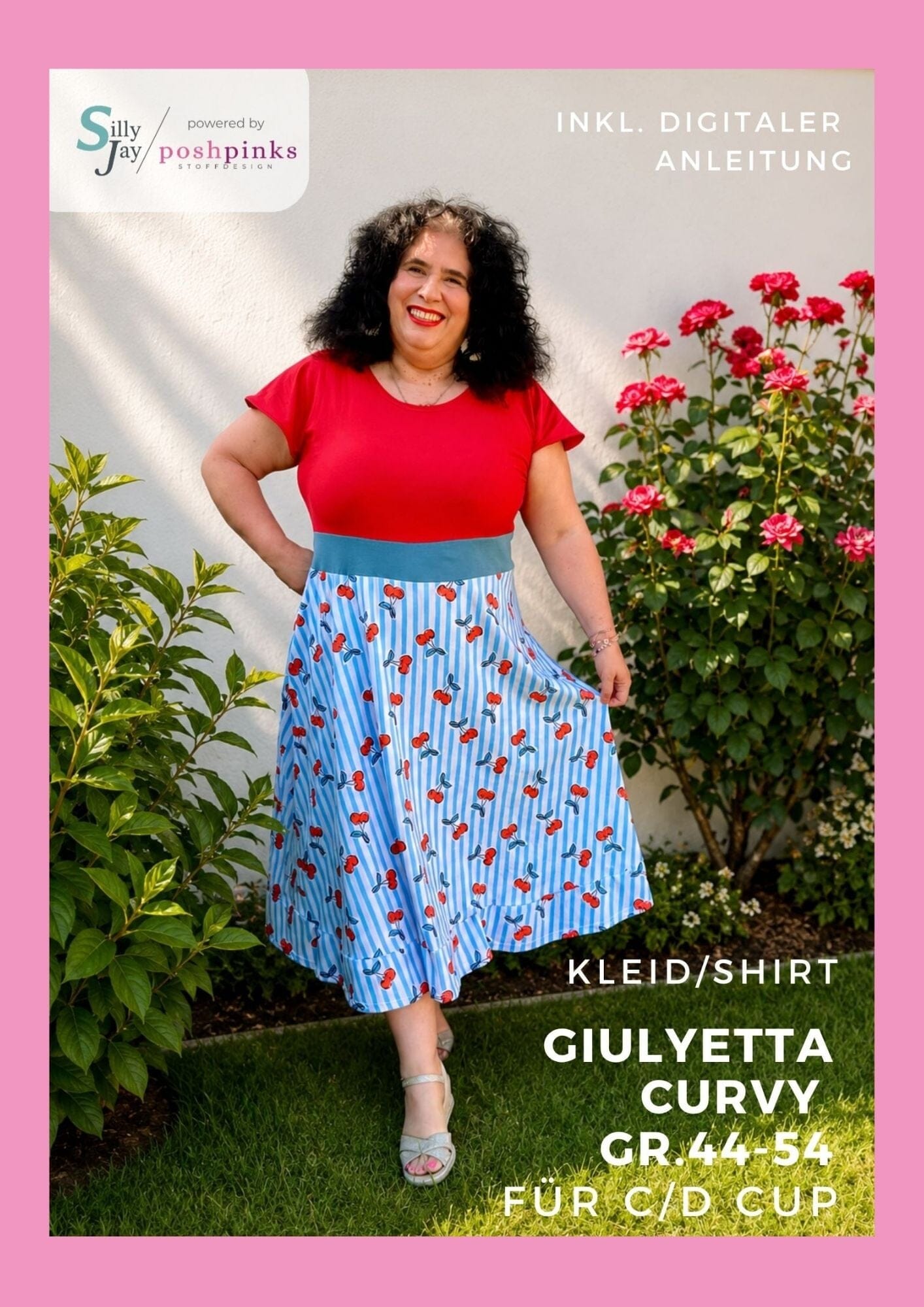 Papierschnittmuster Giulyetta Mom Curvy - Kleid 44-54 für C/D - Cup! A0 Plot inkl. digitaler Anleitung! Schnittmuster poshpinks