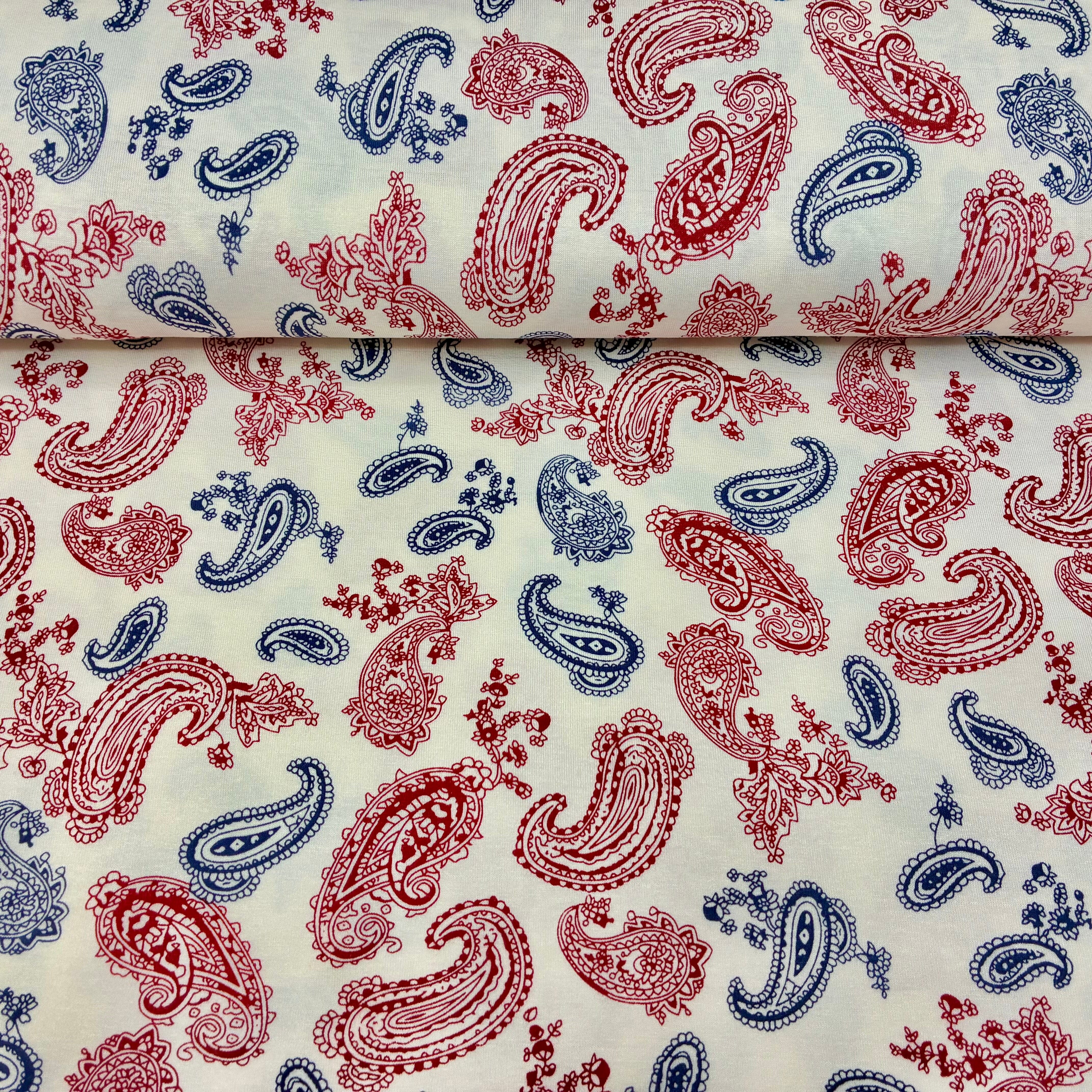 Viskose Jersey - Paisley Off white Fabric poshpinks