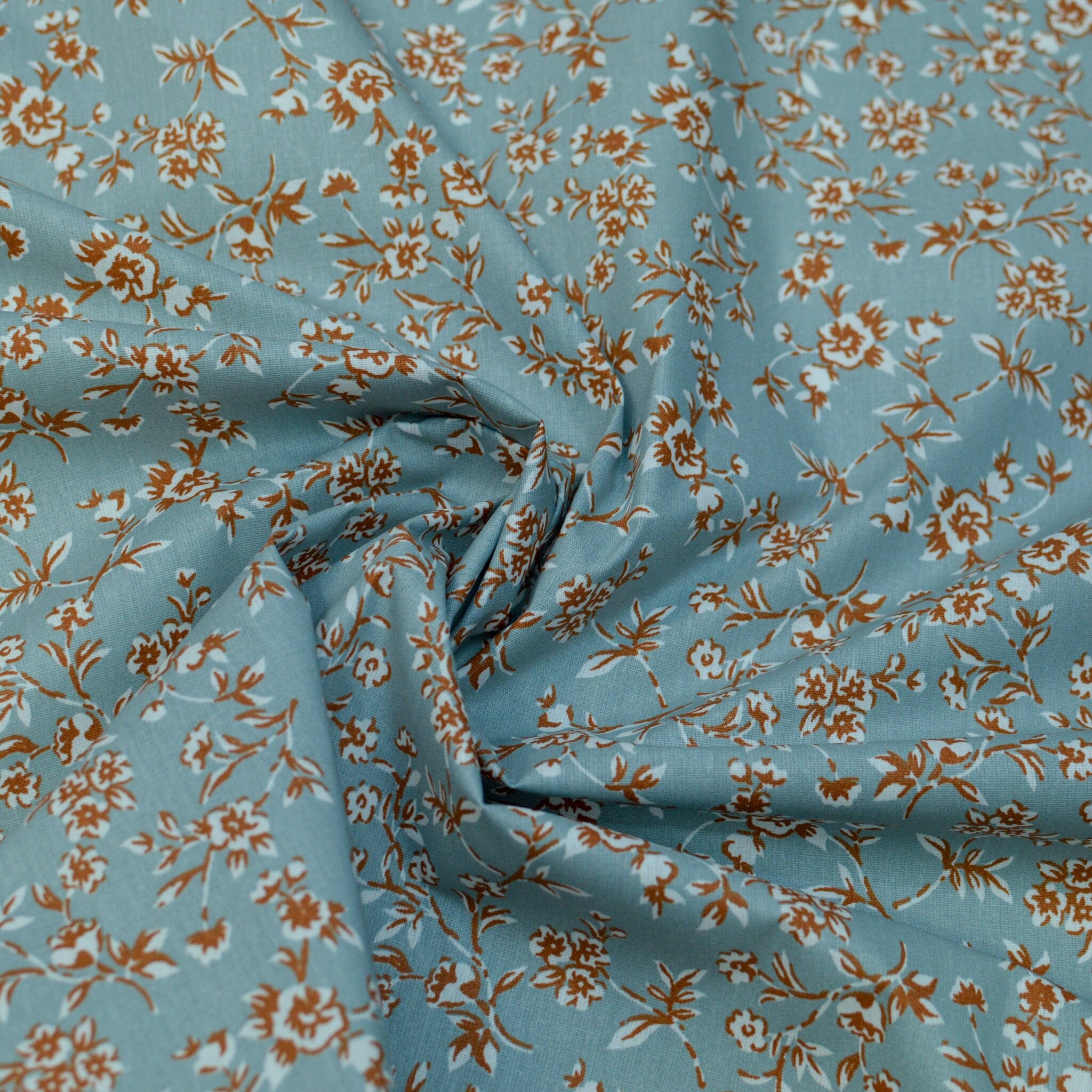 Beschichtete Baumwoll Blümchen - mint rostbraun Fabric poshpinks