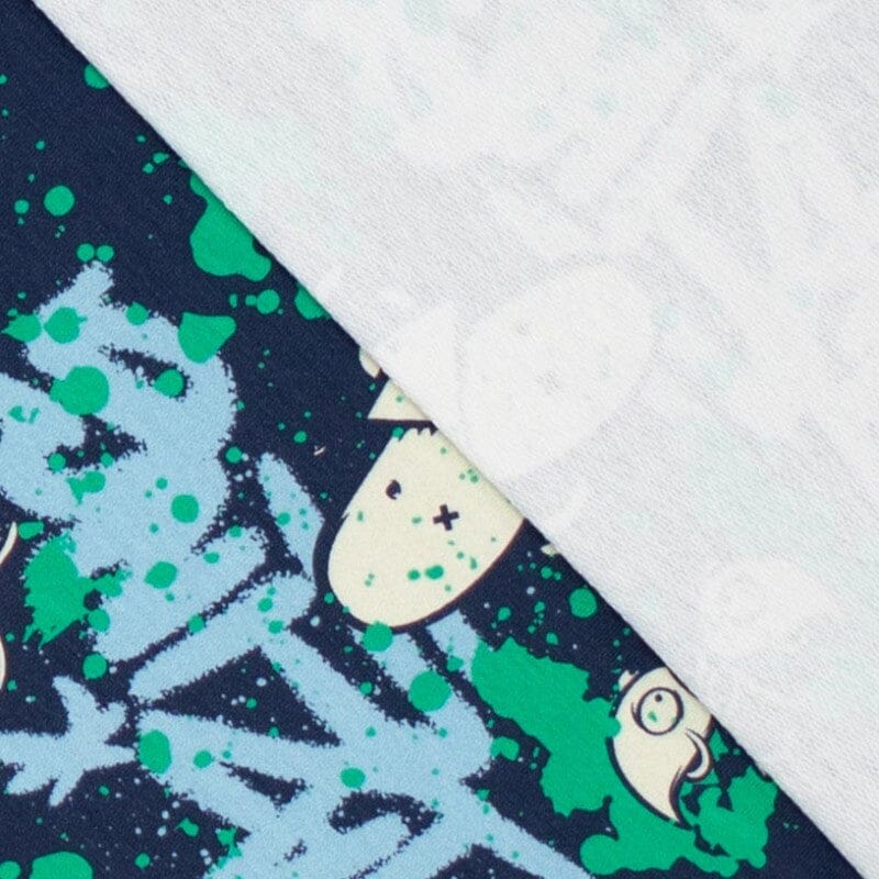 French Terry - Panel - Amazing Graffit - Blue / Navy Fabric poshpinks