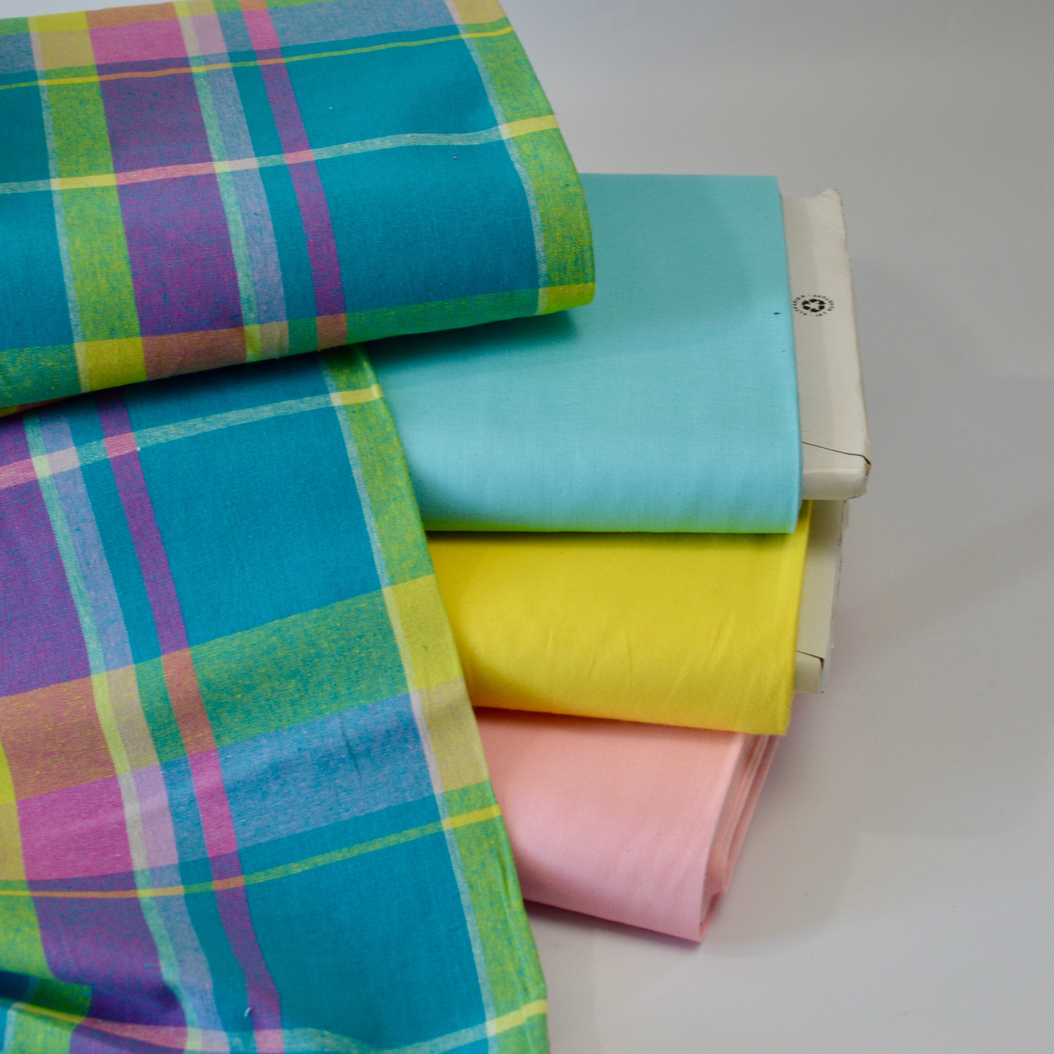 Baumwolle Webware türkis lila gelb bunt kariert Fabric poshpinks