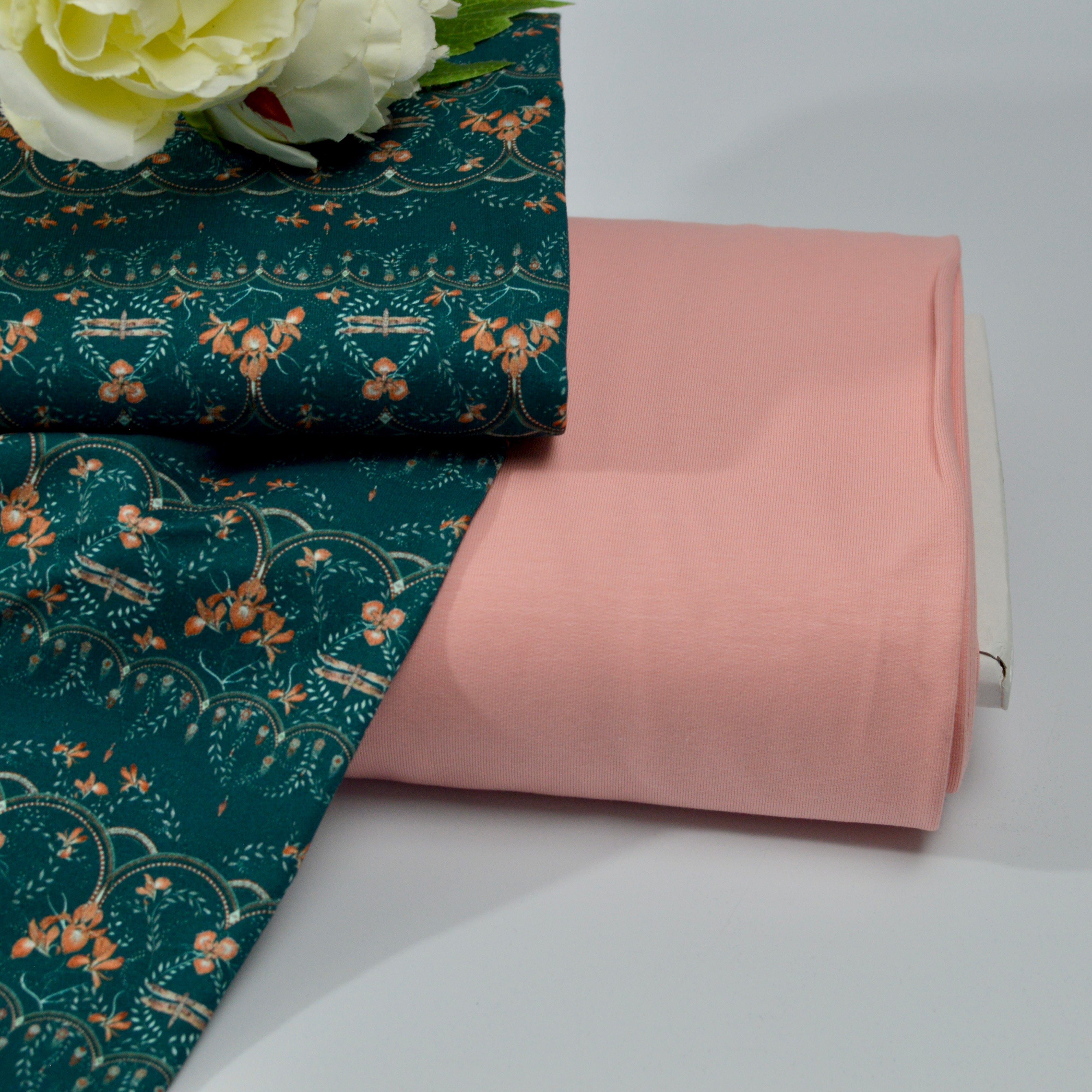 Limited Pre-Order Spirit Allover by leni lupin - French Terry petrol/coral Rapport poshpinks