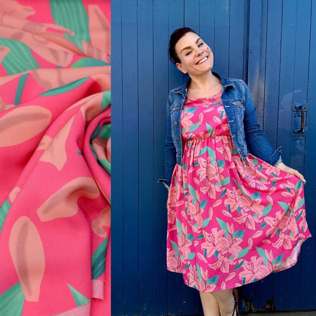 Ecovero™ Viskose - Velithe Grand Rosé Vif - by Theresartventure Fabric poshpinks