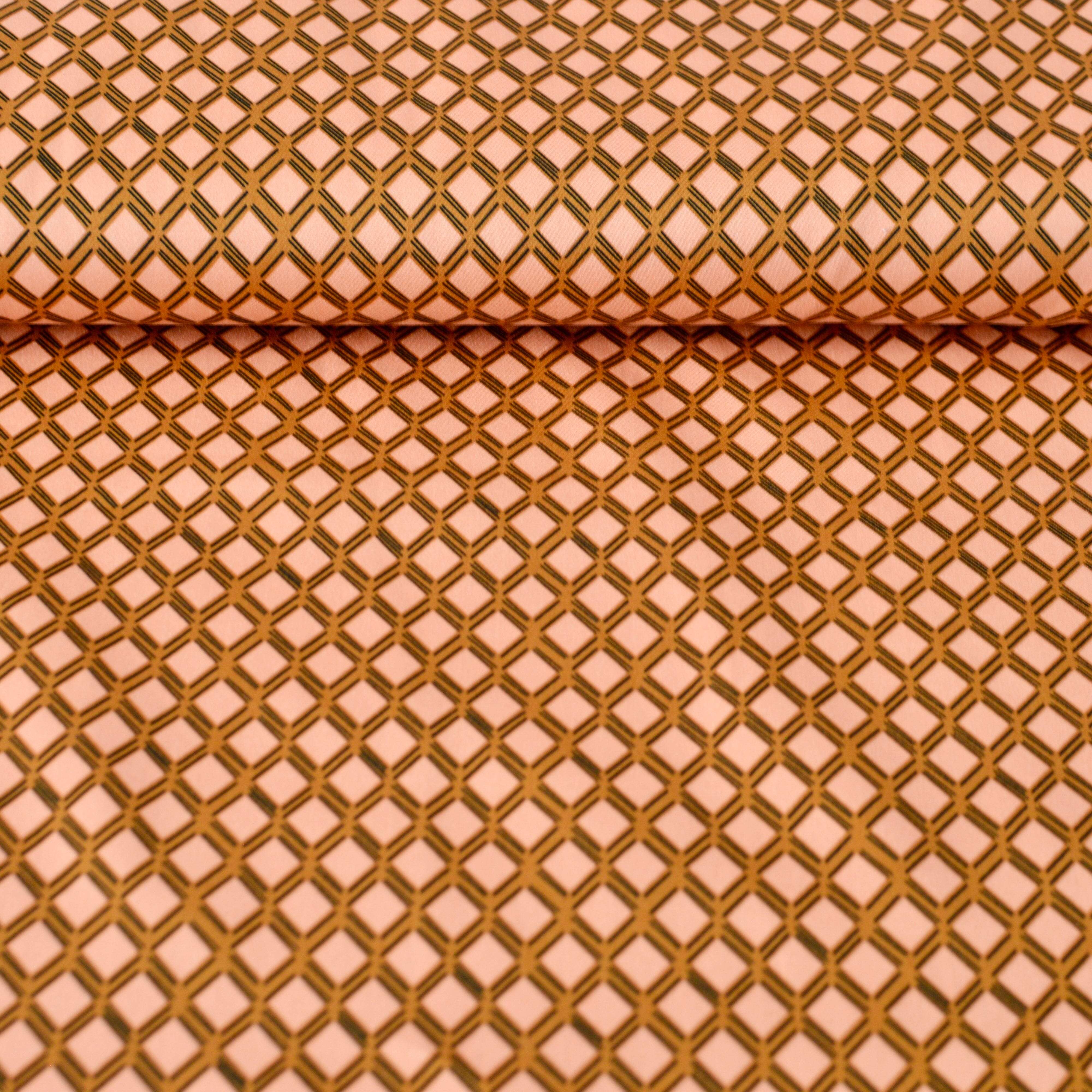 Baumwollsatin - Rauten apricot rost Fabric poshpinks