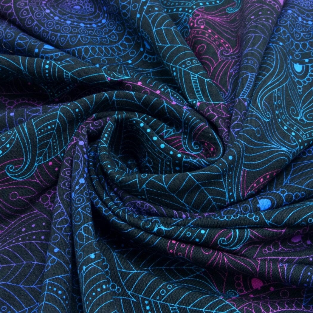 Baumwolljersey - Mandala - schwarz blau Petrol lila pink Fabric poshpinks