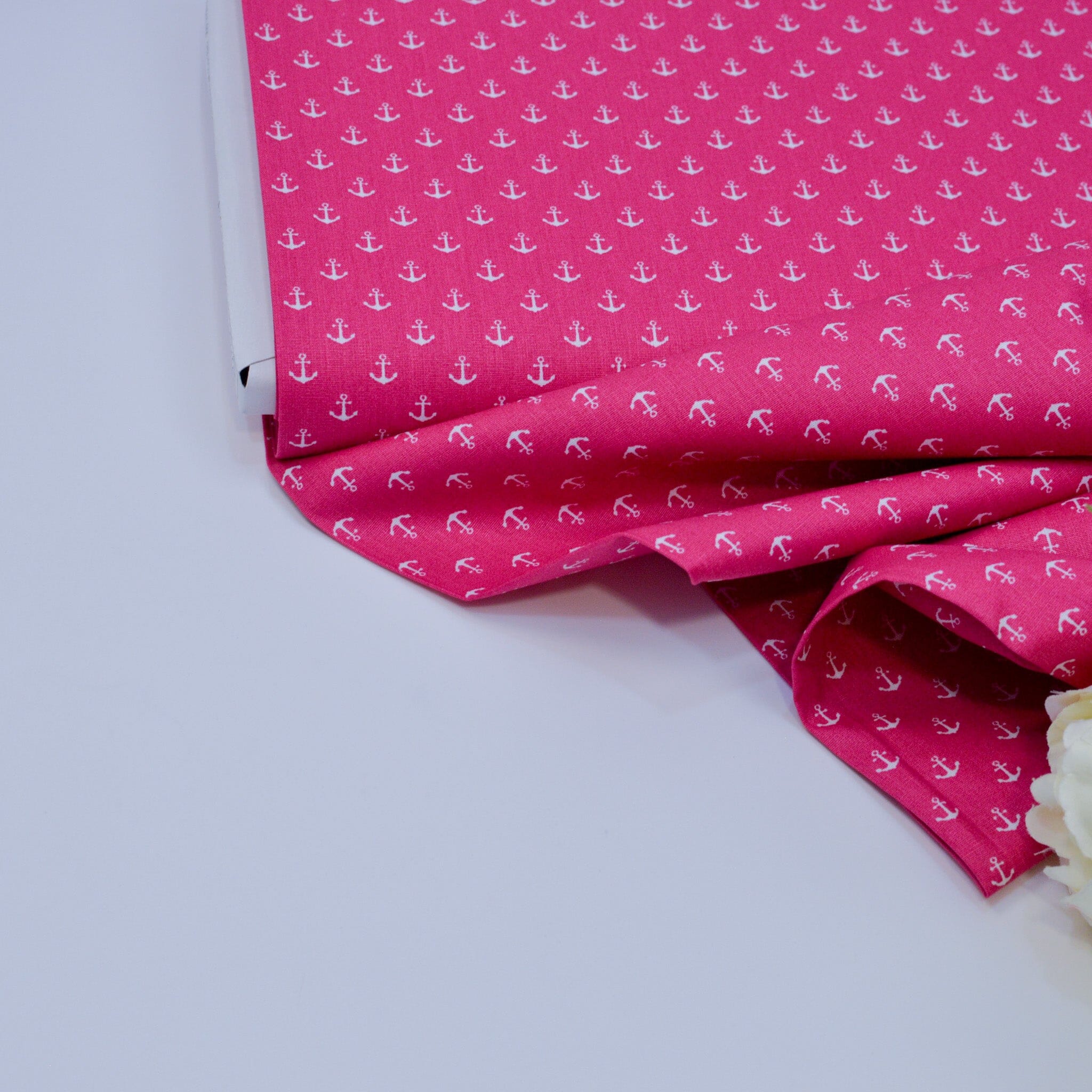 Baumwoll Popeline Anker - Mini - pink weiß Fabric poshpinks