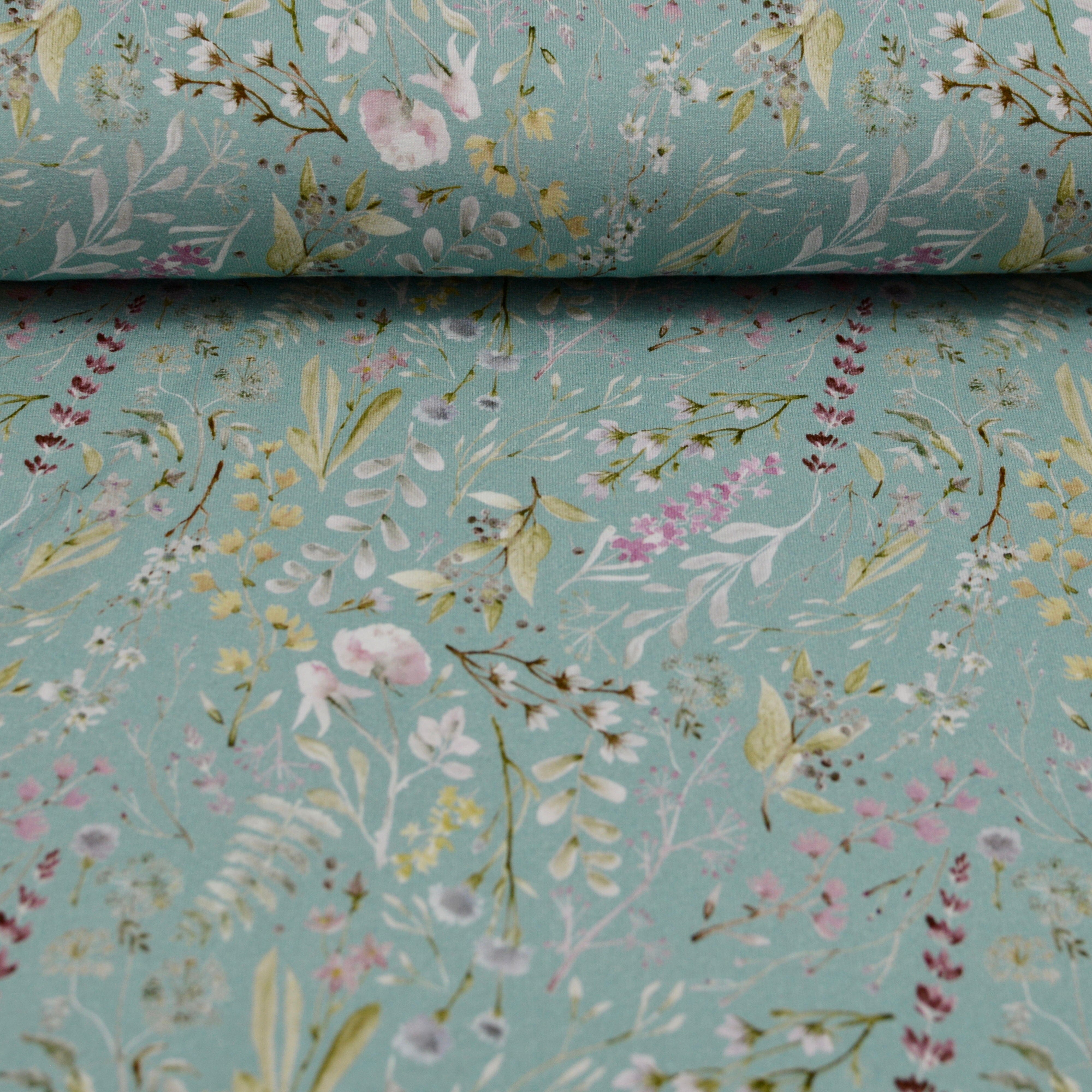 Viskose Jersey - zarte Frühlingswiese mint Fabric poshpinks