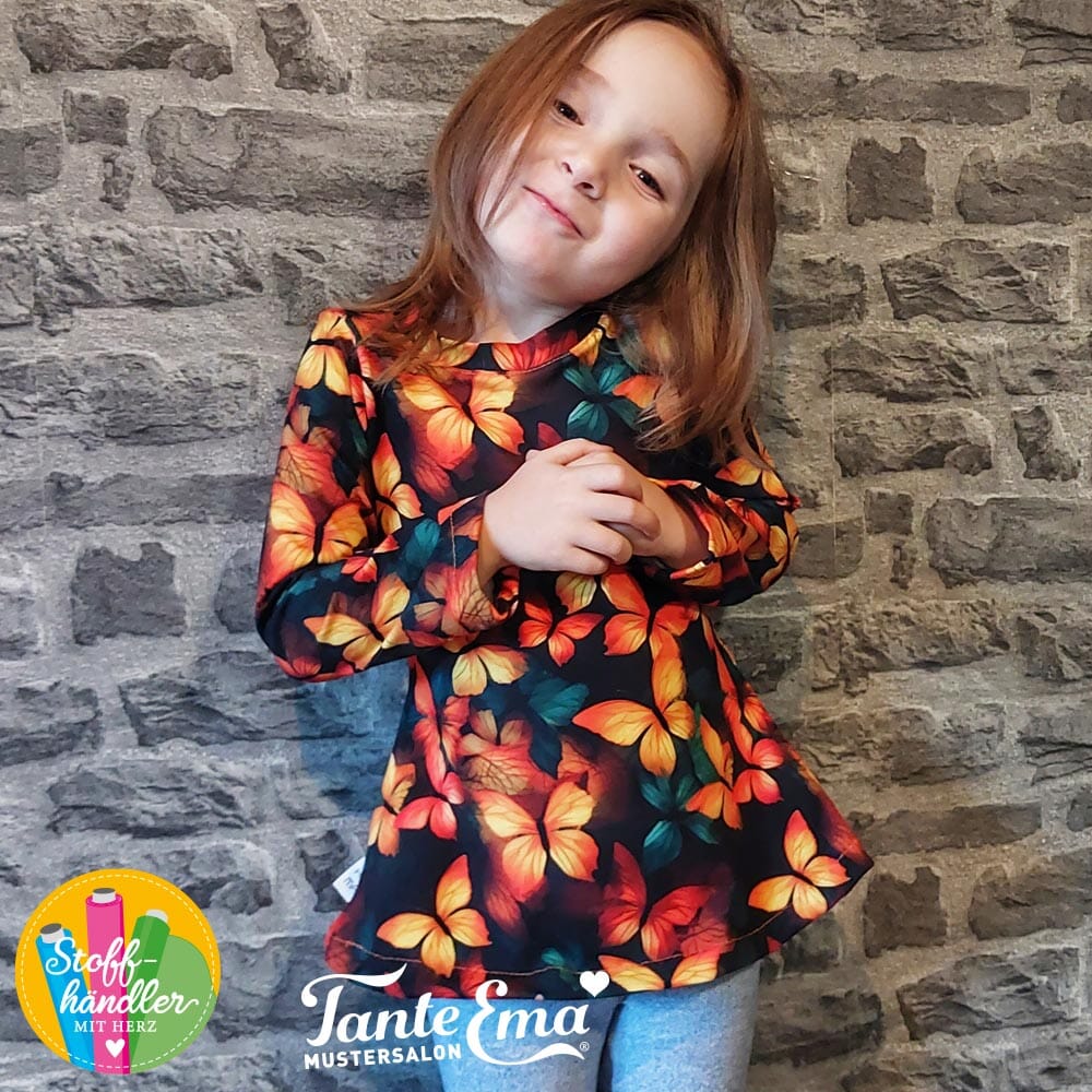 Vorbestellung - Stoffhändler mit Herz Eigenproduktion - Feuerschmetterlinge by Tante Ema - French Terry Fabric poshpinks