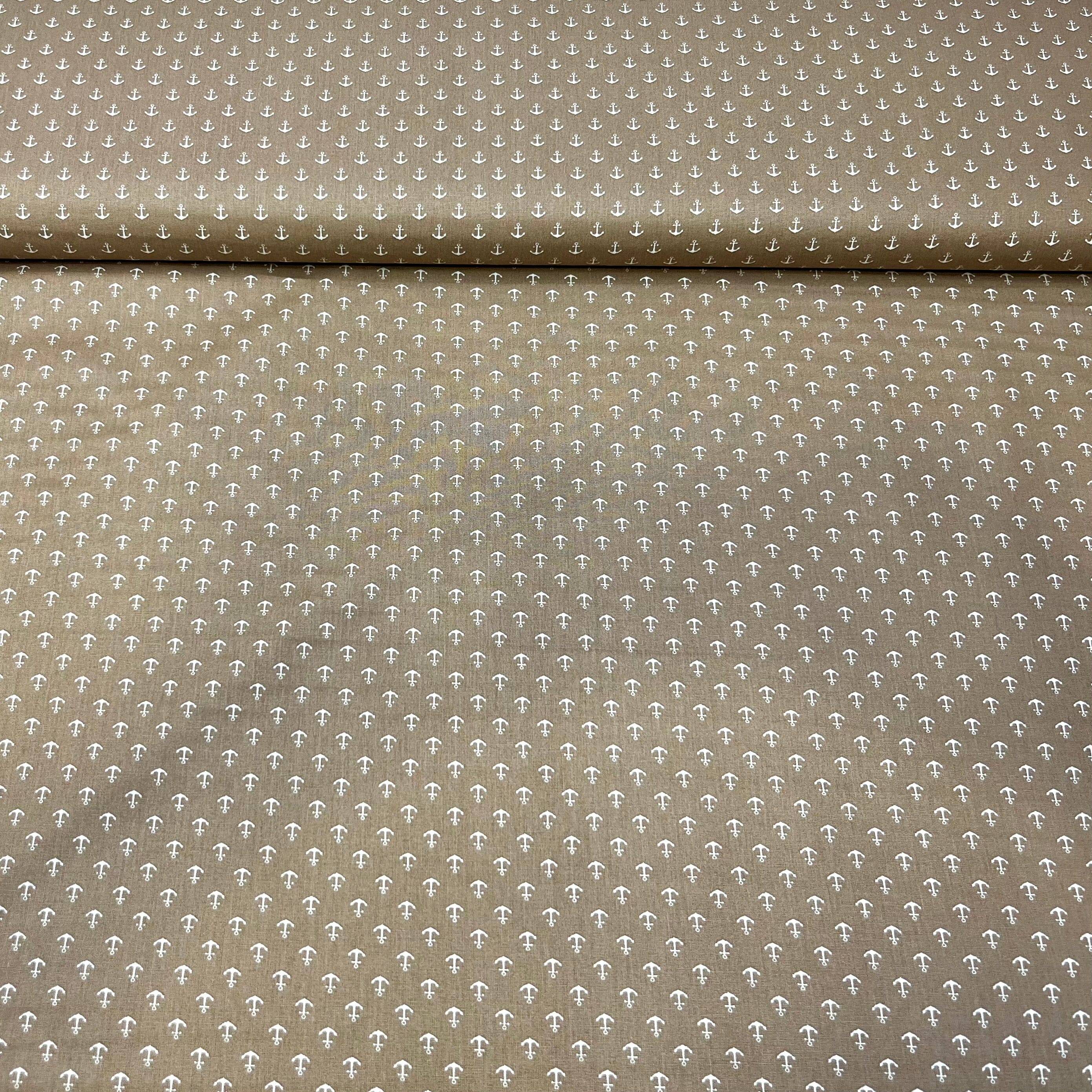 Baumwoll Popeline Anker - Mini - taupe weiß Fabric poshpinks