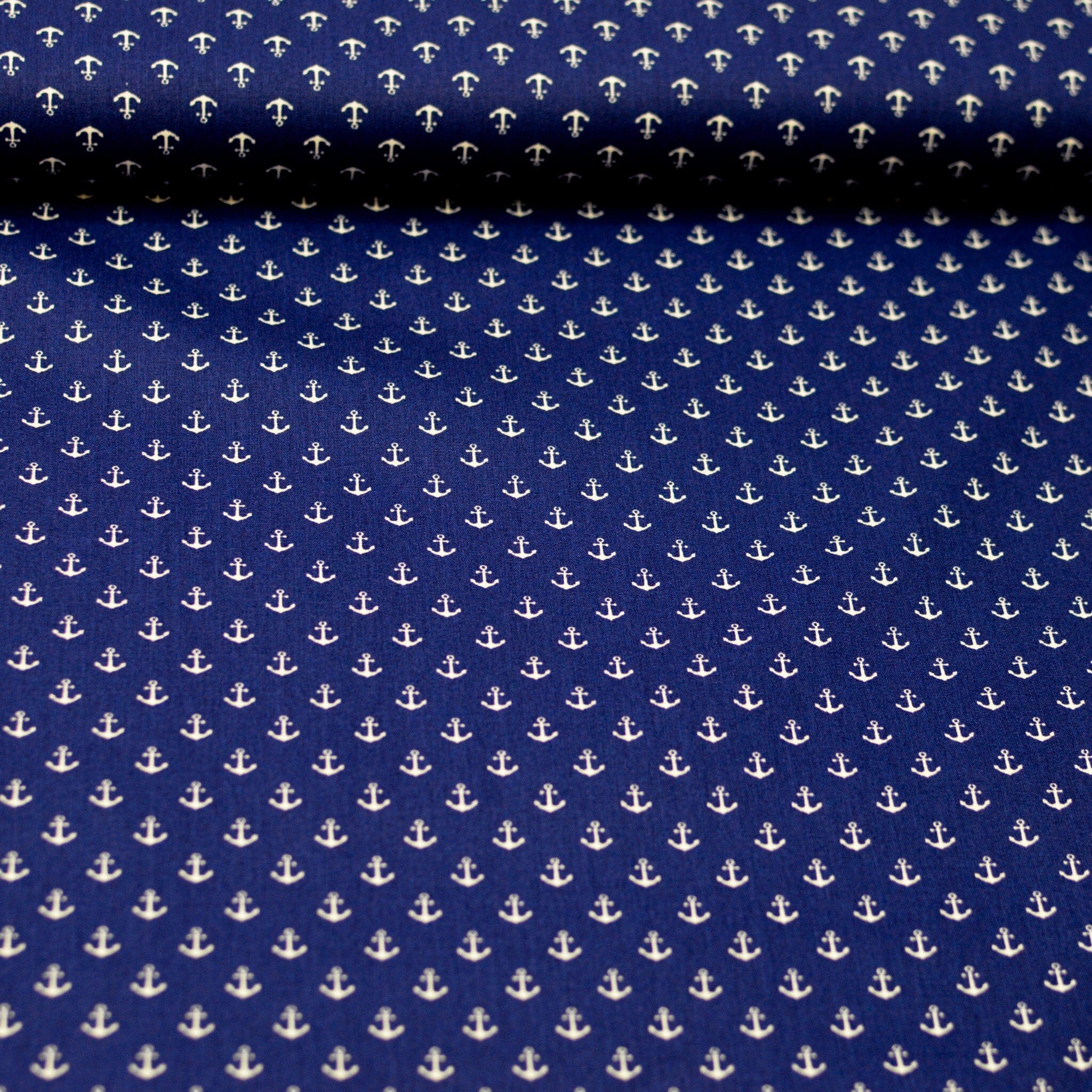 Baumwoll Popeline Anker - Mini - tintenblau weiß Fabric poshpinks