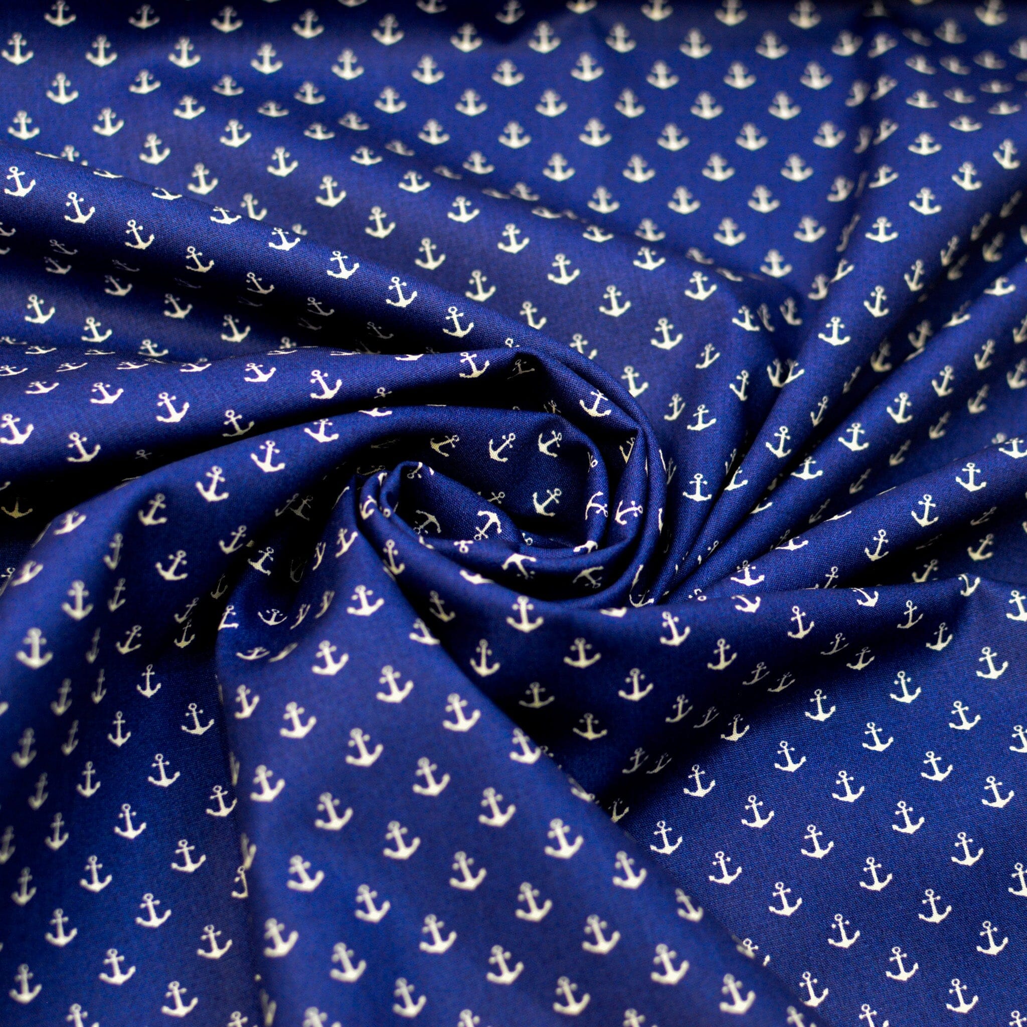 Baumwoll Popeline Anker - Mini - tintenblau weiß Fabric poshpinks