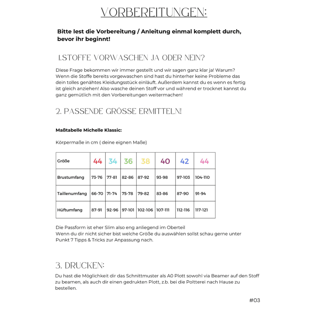 Michelle Klassik 32-44 - Schnittmuster EBook Schnittmuster poshpinks