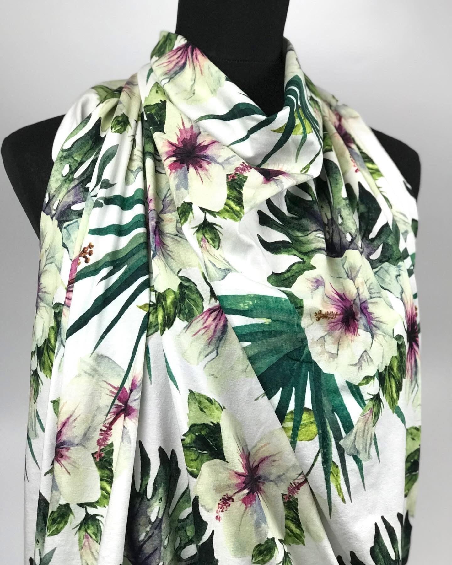 Baumwoll Popeline - Tropic Flowers - weiß rosa grün Fabric poshpinks