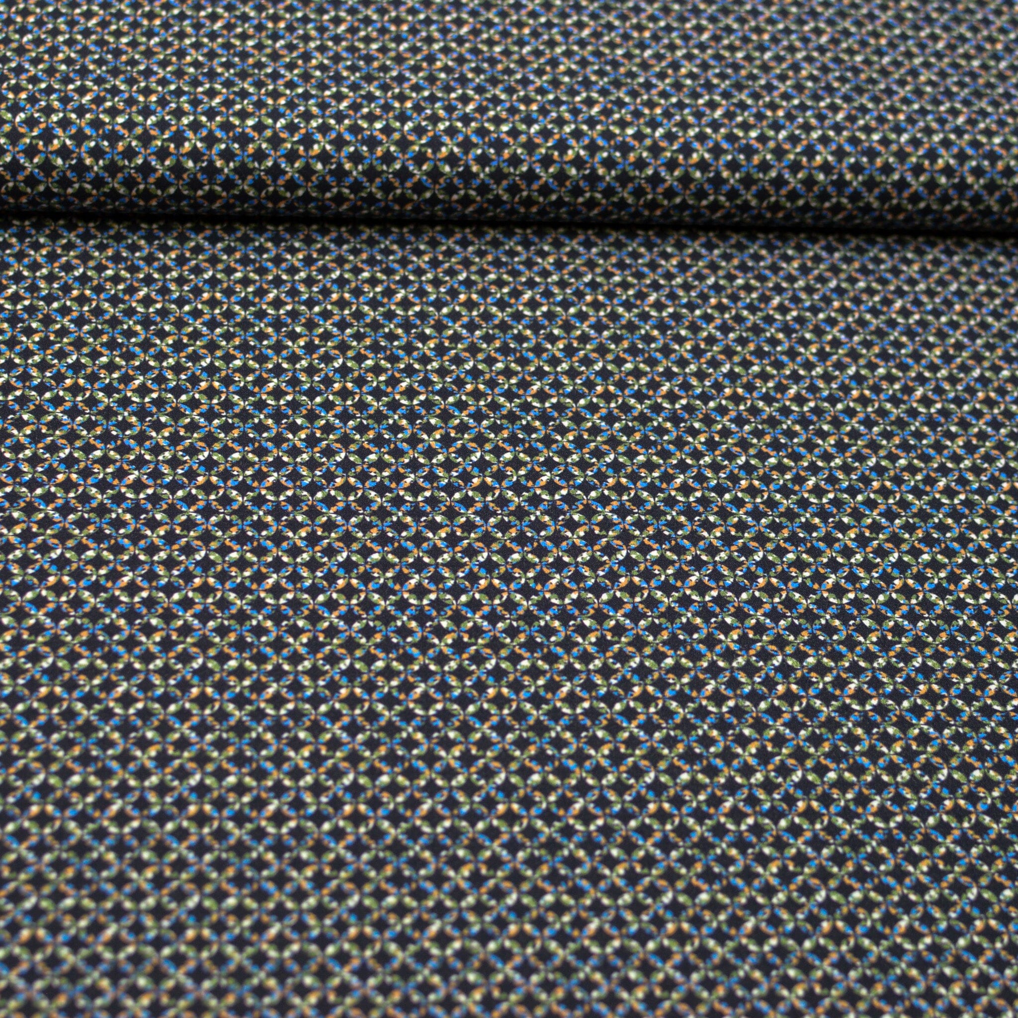 Baumwoll Webware - Retro Rauten Kreise - grau Coral Bleu pistazie Fabric poshpinks