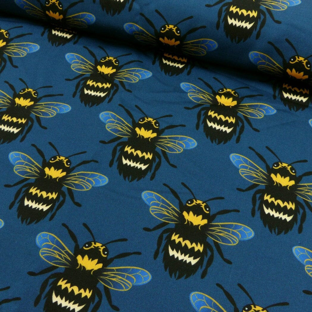 Viskose - Bee Bumblebee by Daniela Bonn - blau Fabric poshpinks