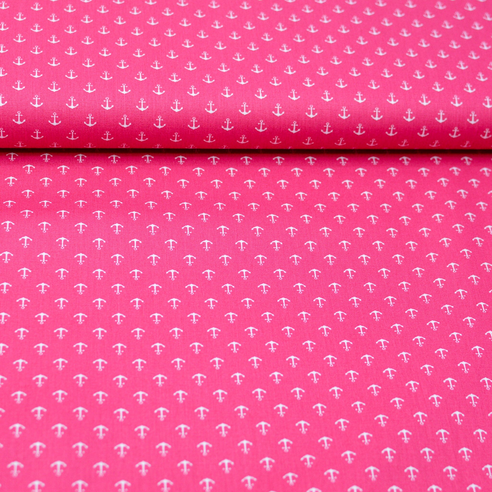 Baumwoll Popeline Anker - Mini - pink weiß Fabric poshpinks