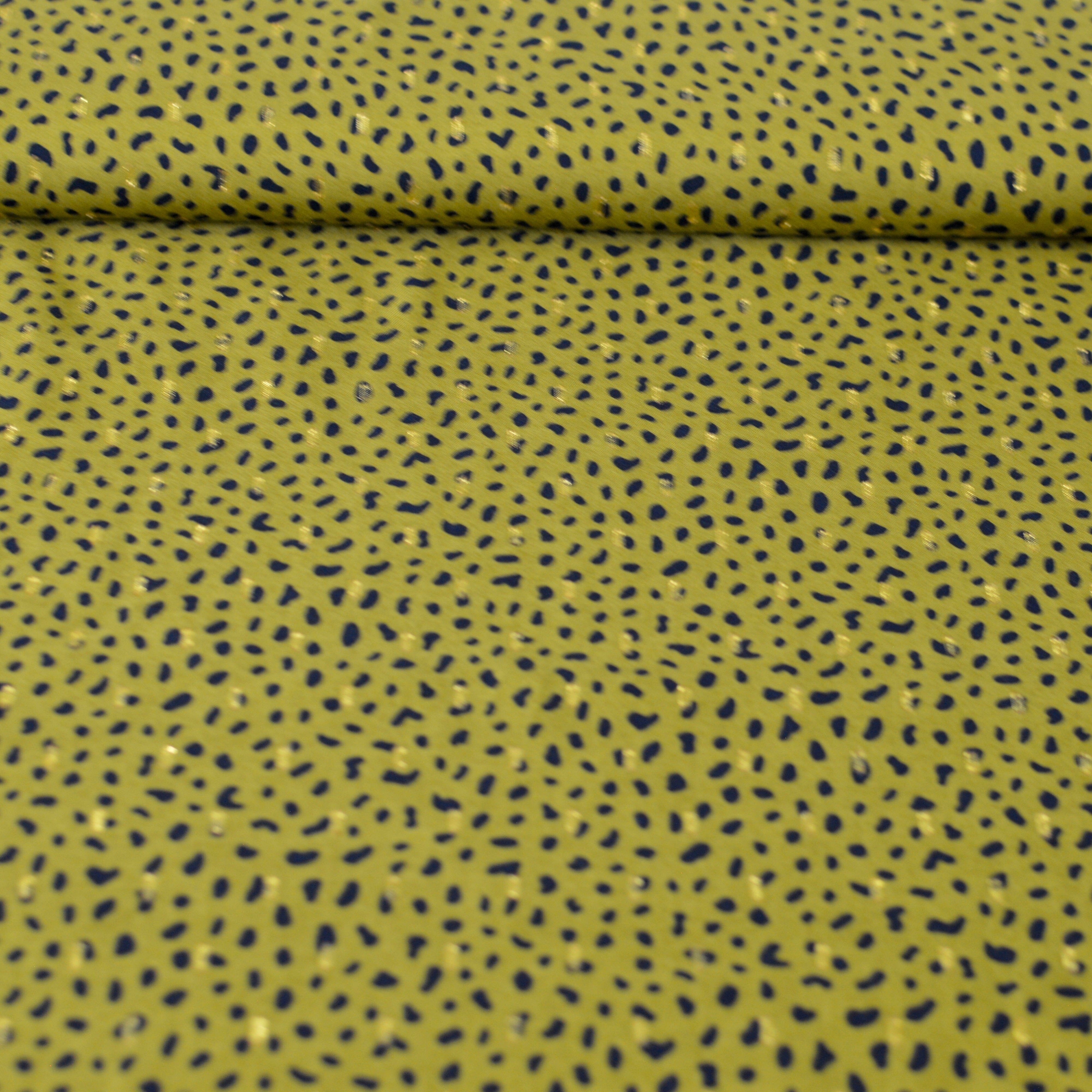 Viskose - Dots & Glitzer - olivgrün weiß Fabric poshpinks