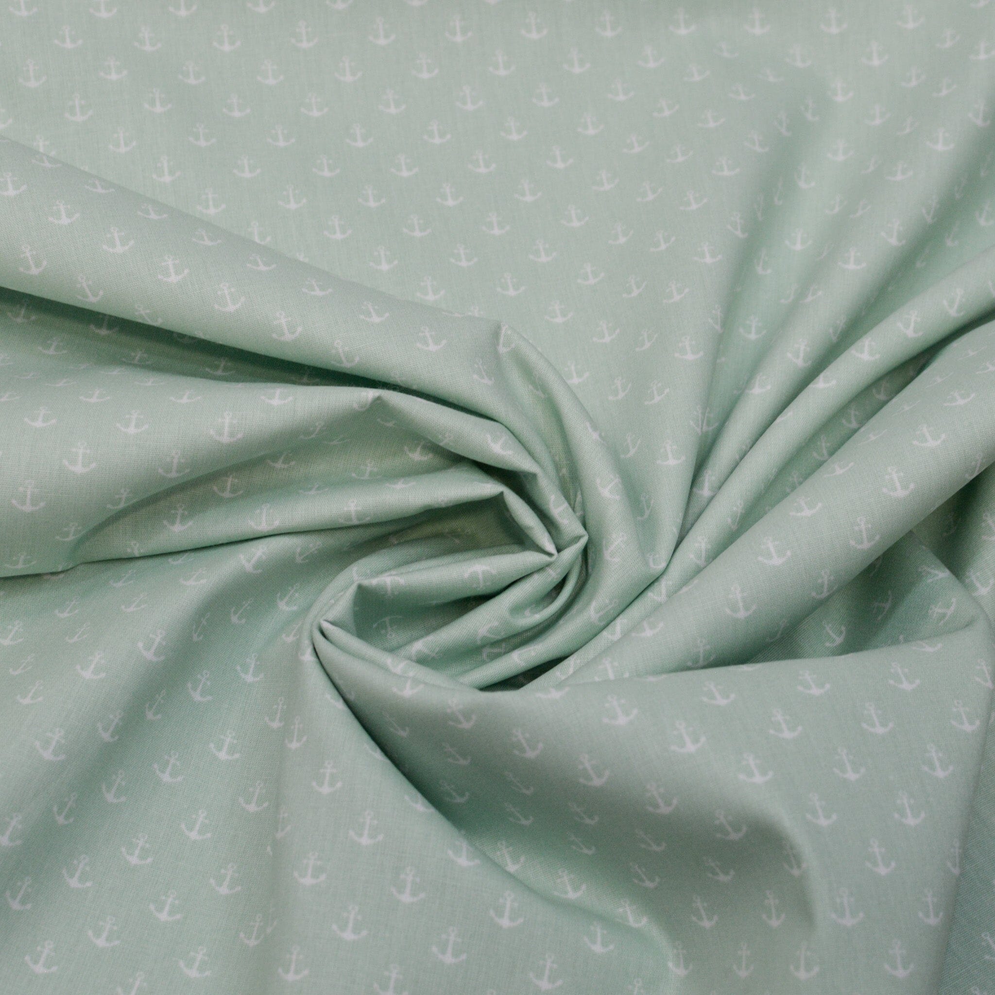 Baumwoll Popeline Anker - Mini - mint weiß Fabric poshpinks