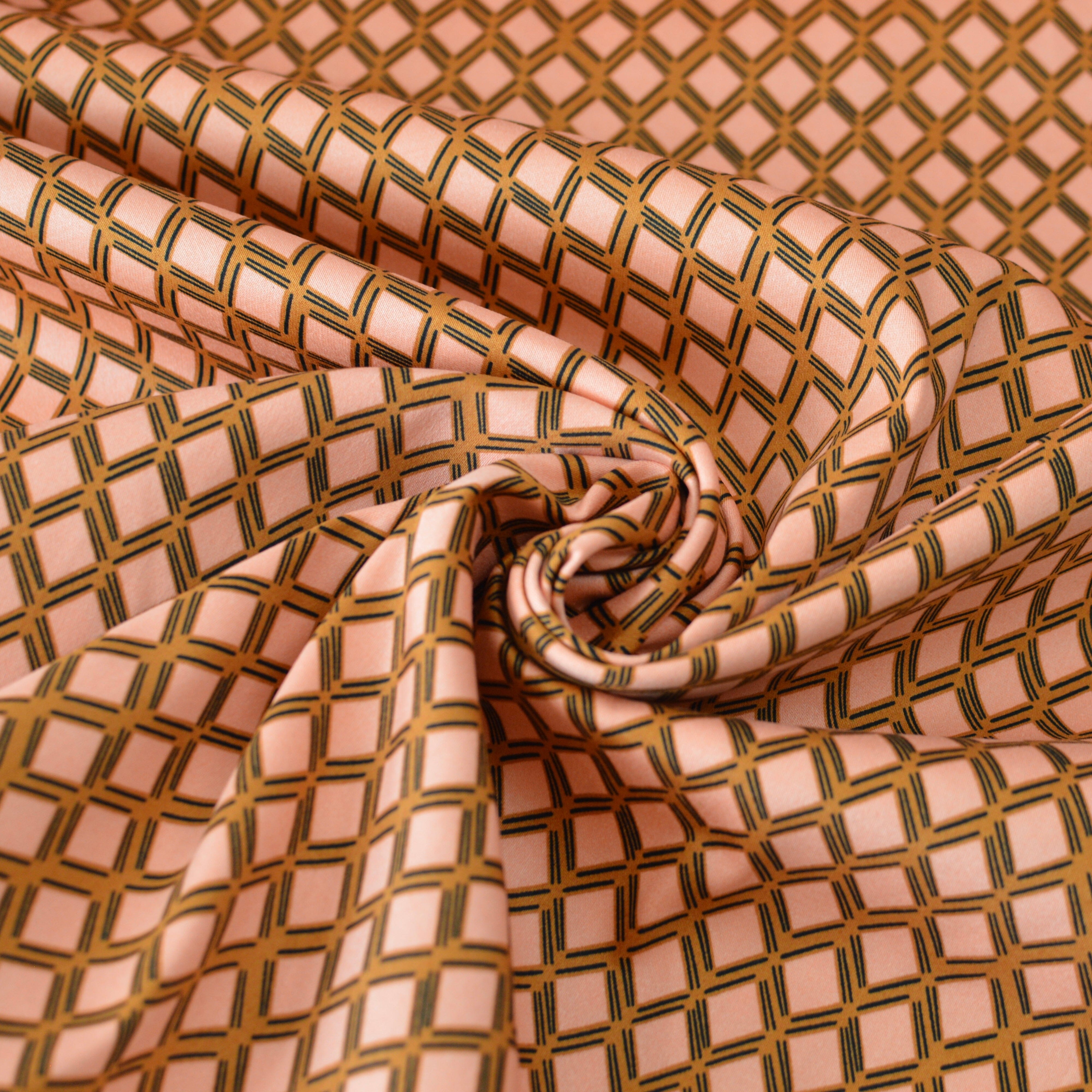 Baumwollsatin - Rauten apricot rost Fabric poshpinks