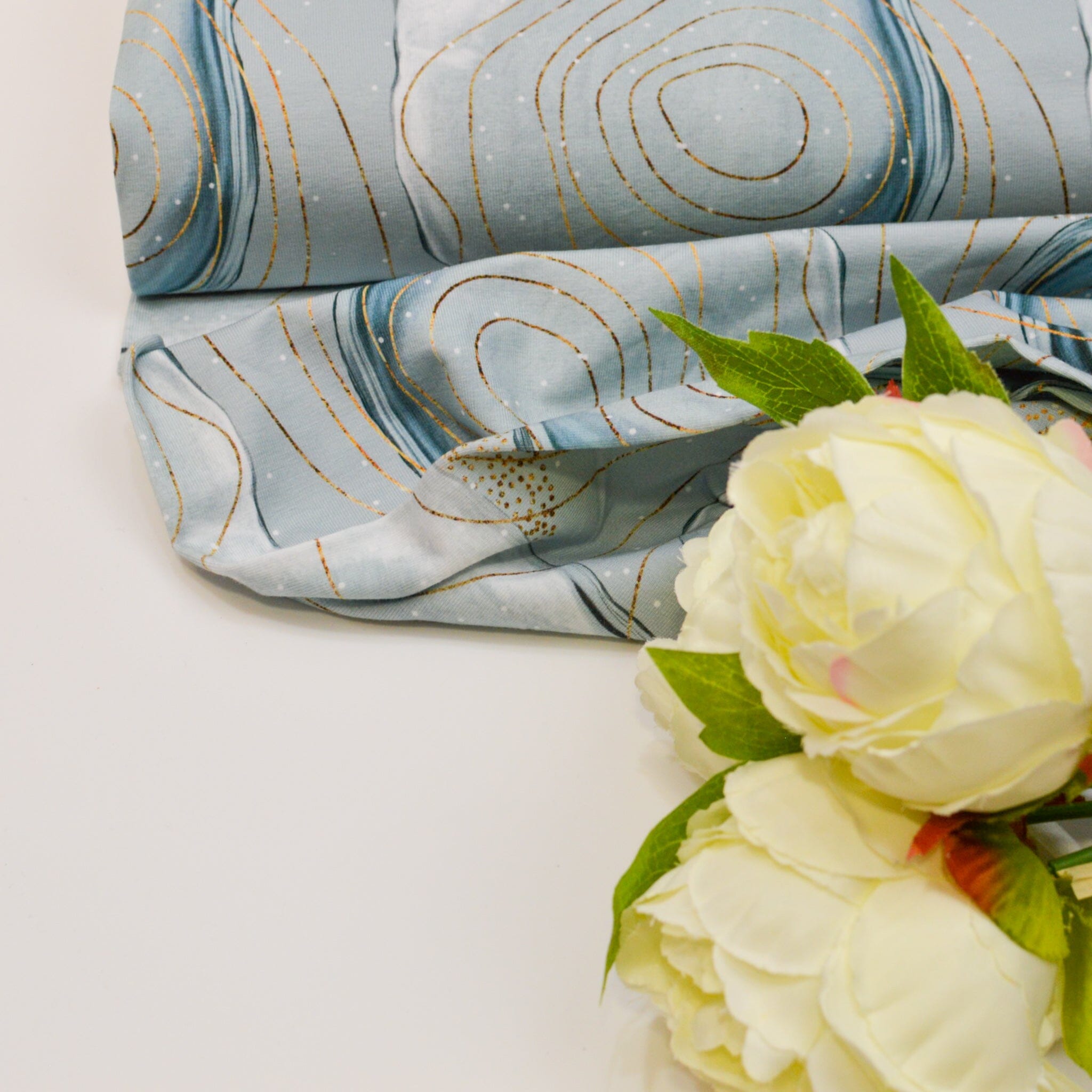 Stoffhändler mit Herz Eigenproduktion - Kreise abstrakt gold grau Fabric poshpinks