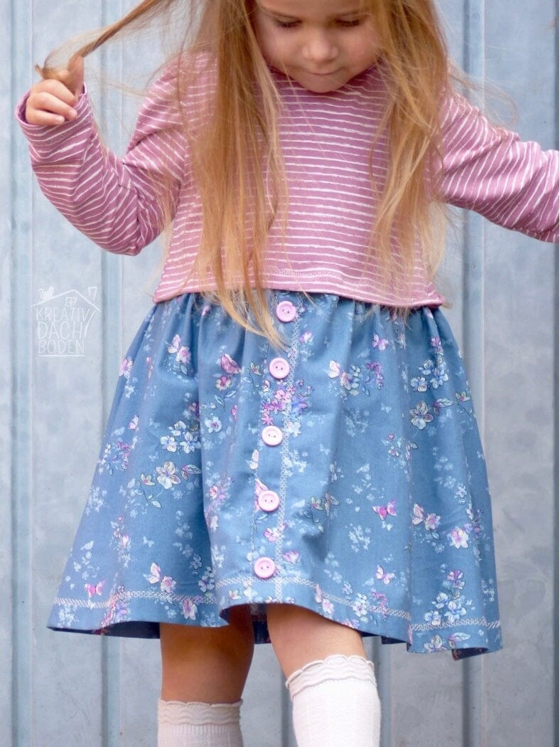 Papierschnittmuster Jessy Sewing - Girls Button Dress - Gr. 74-152 - Knopfkleid für Kinder Schnittmuster poshpinks