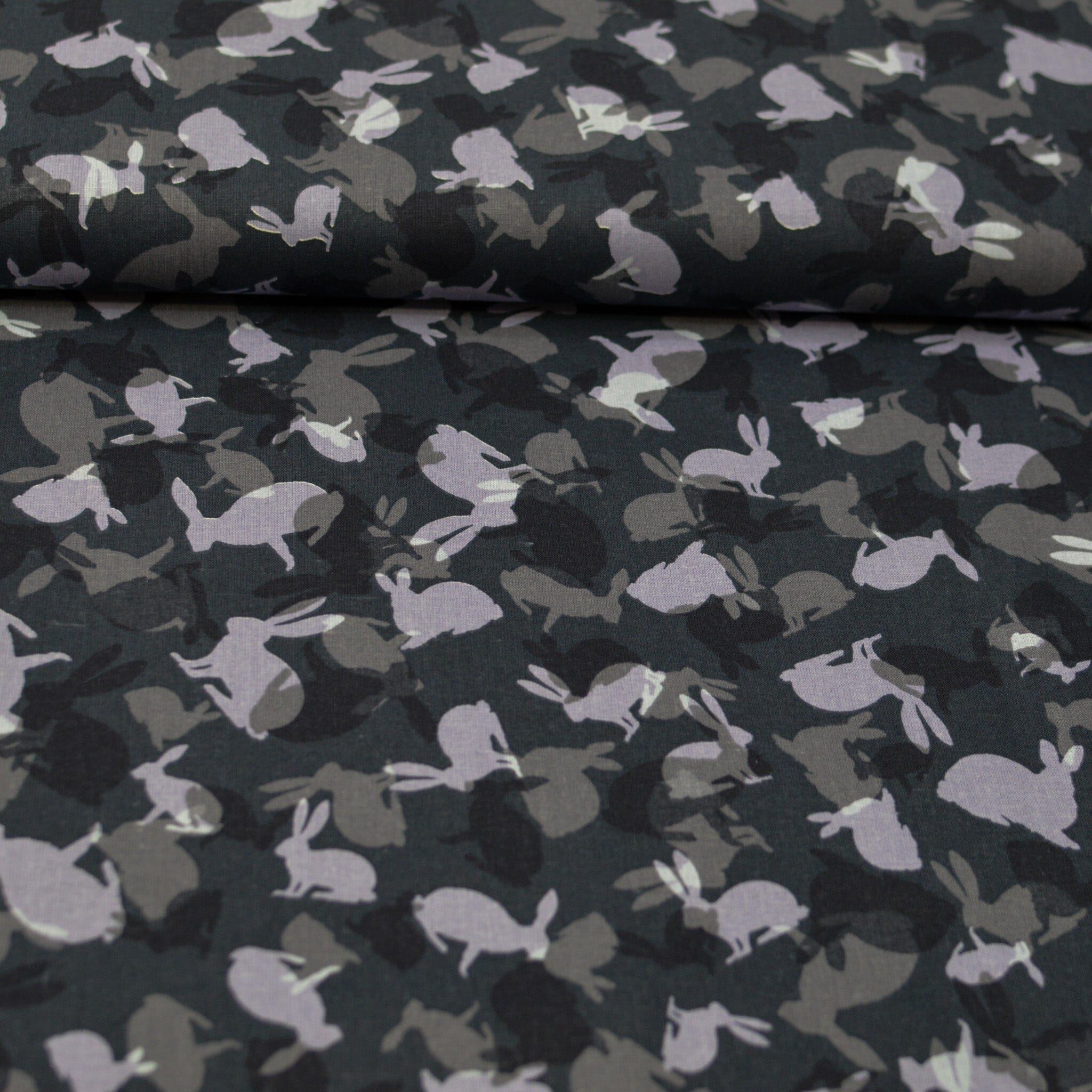 Baumwoll Cretonne - Webware mit Häschen - schwarz Fabric poshpinks