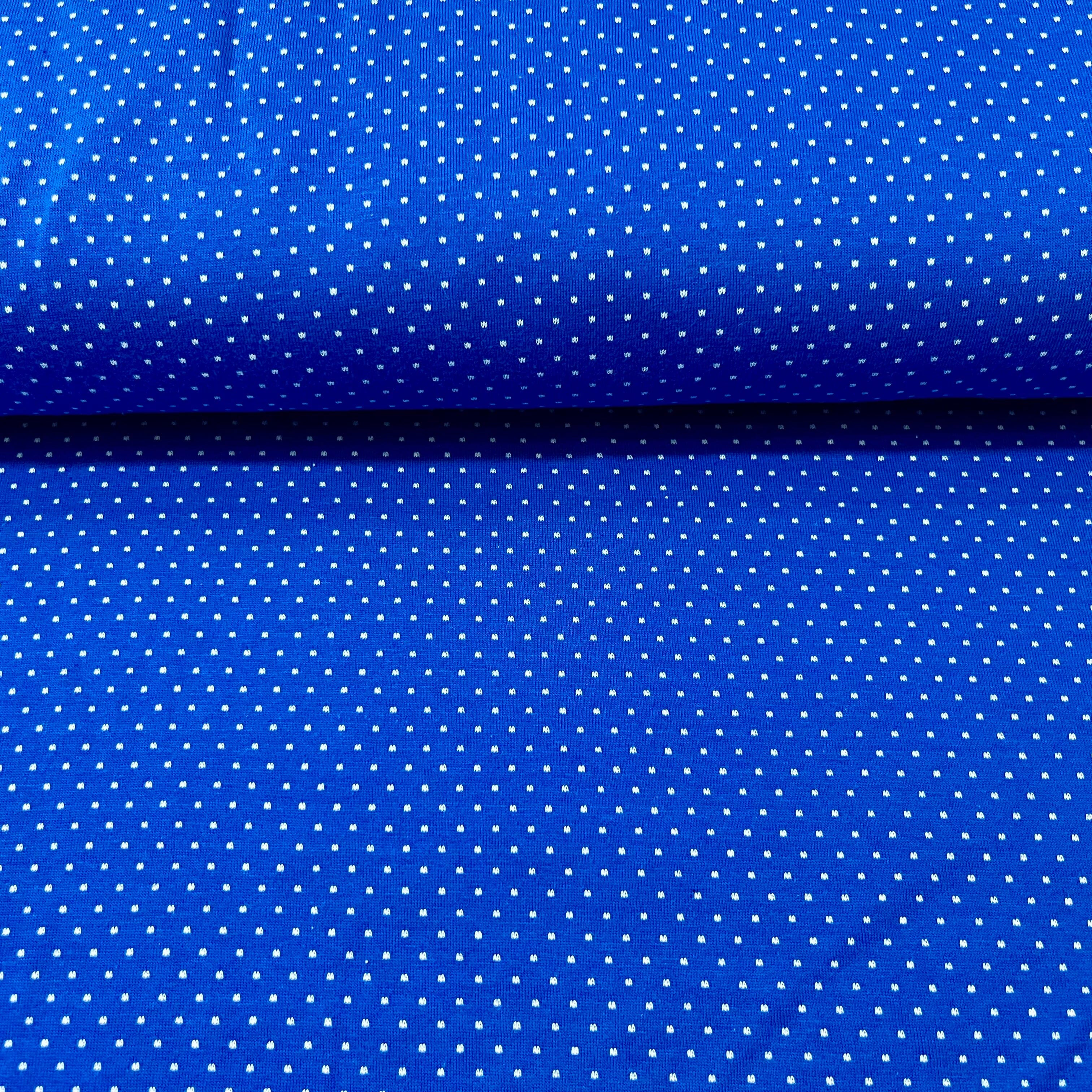 Jacquardjersey - Double Face - Punkte - royalblau weiß Fabric poshpinks