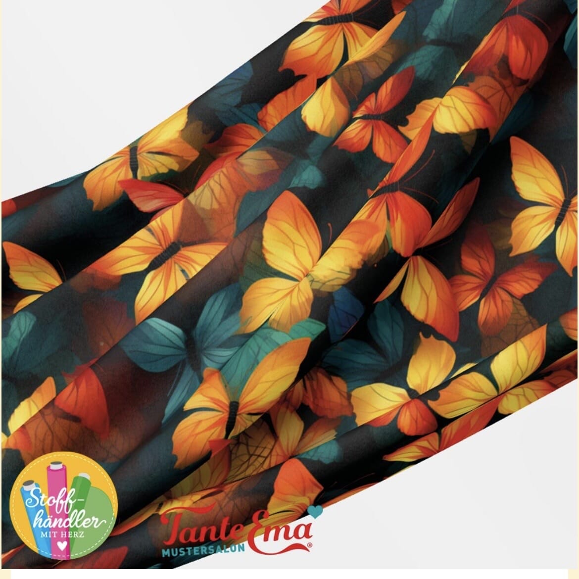 Vorbestellung - Stoffhändler mit Herz Eigenproduktion - Feuerschmetterlinge by Tante Ema - French Terry Fabric poshpinks