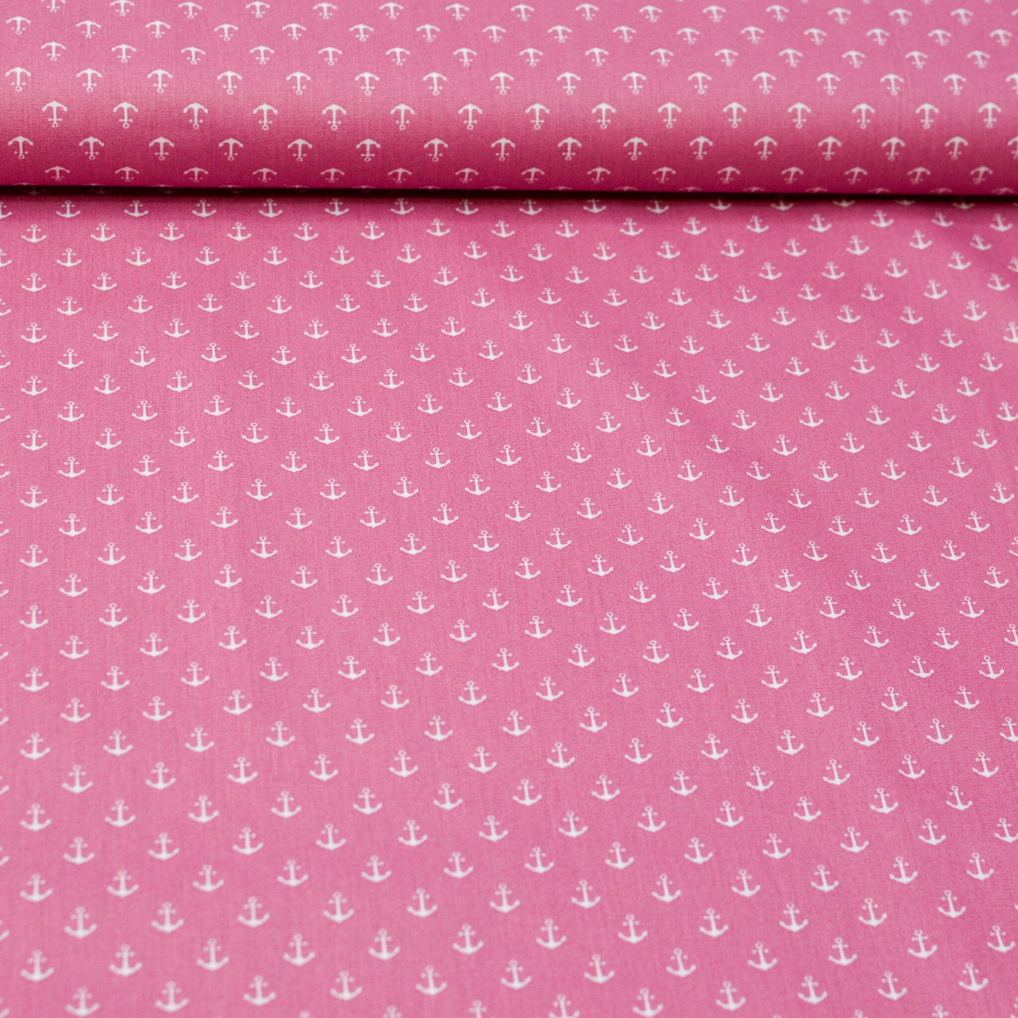 Baumwoll Popeline Anker - Mini - altrosa dunkel weiß Fabric poshpinks