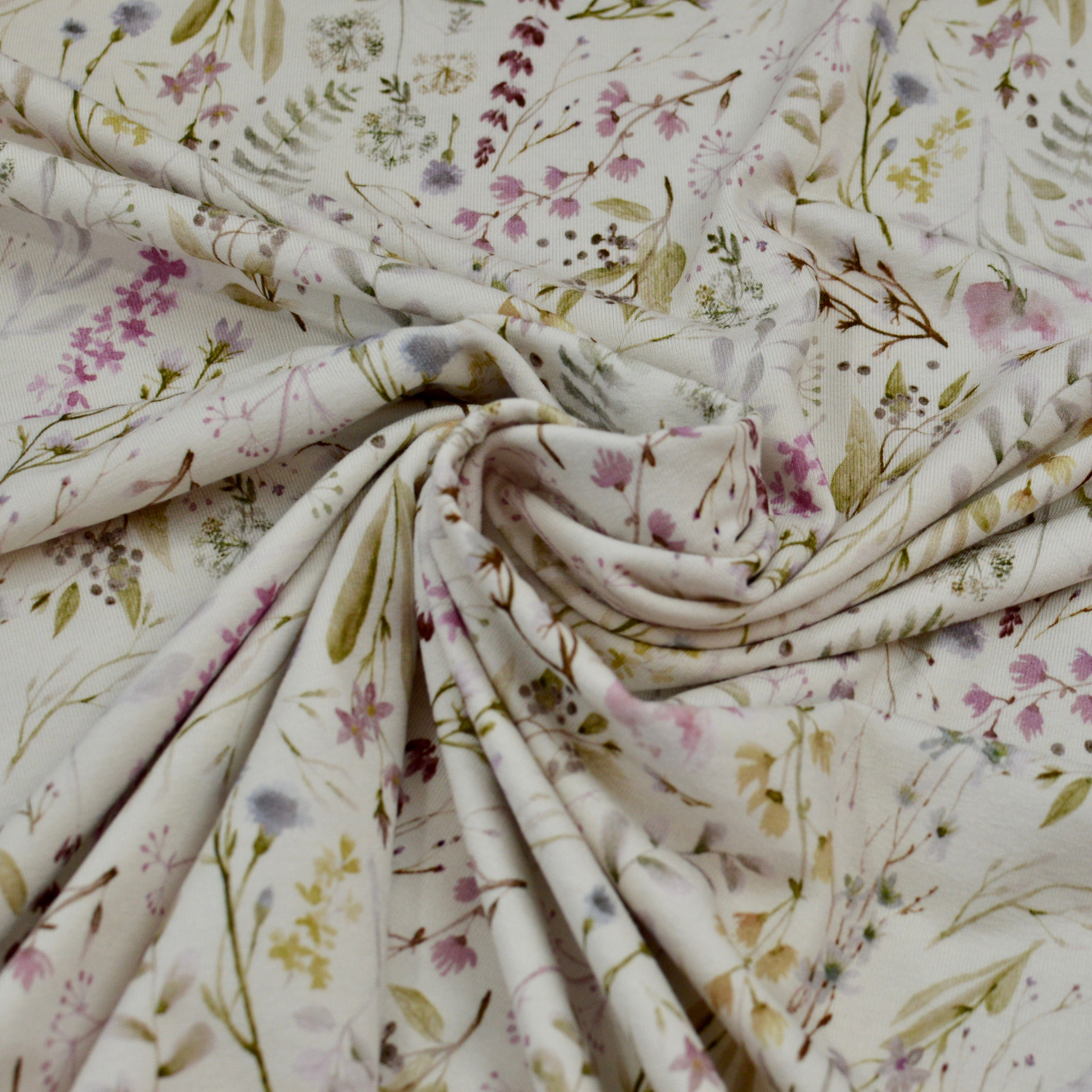 Viskose Jersey - zarte Frühlingswiese creme Fabric poshpinks