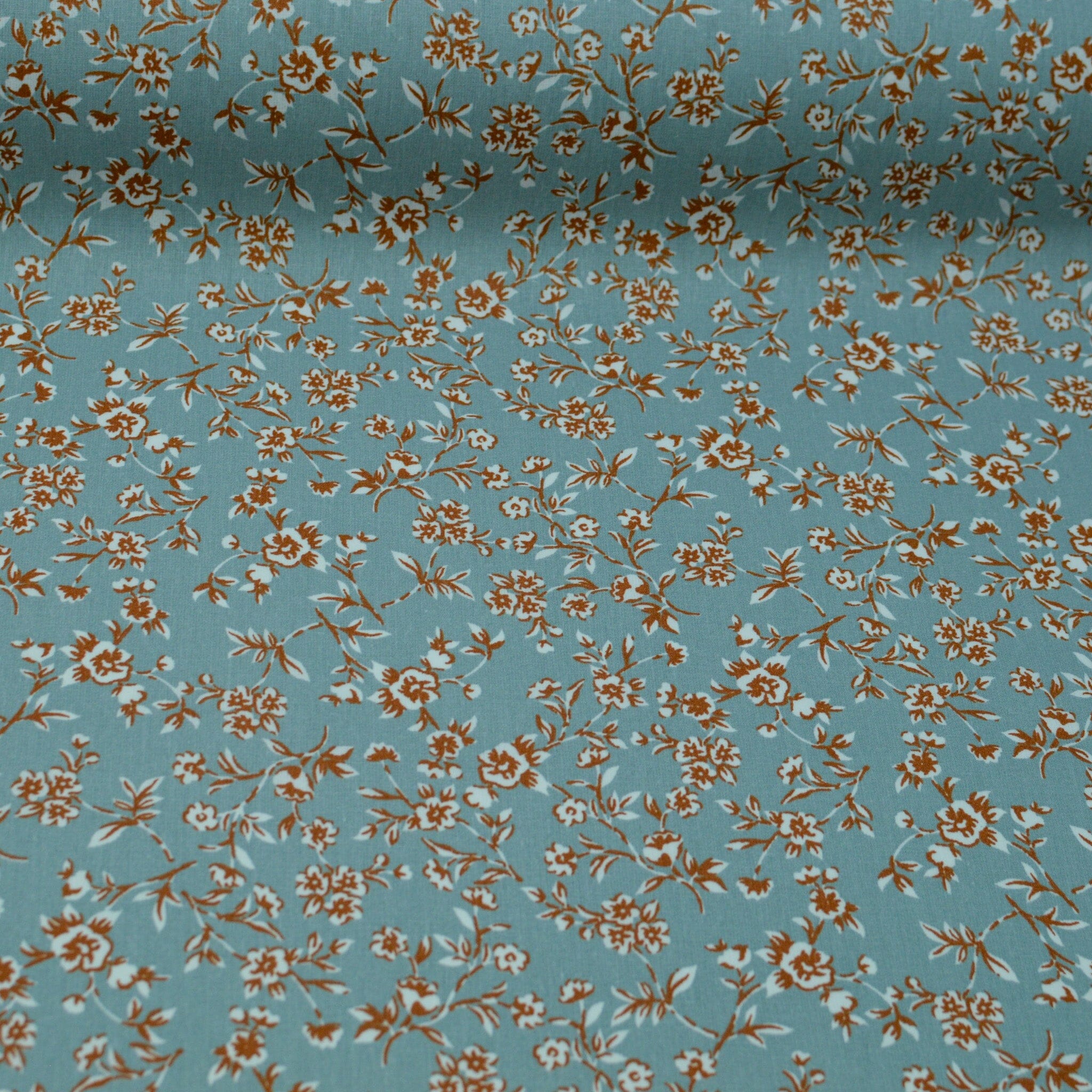 Beschichtete Baumwoll Blümchen - mint rostbraun Fabric poshpinks