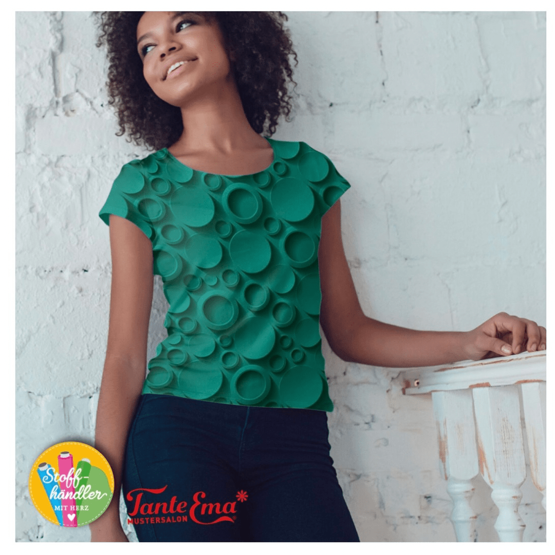 Vorbestellung - Stoffhändler mit Herz Eigenproduktion - Green Moon by Tante Ema - Baumwolljersey Fabric poshpinks