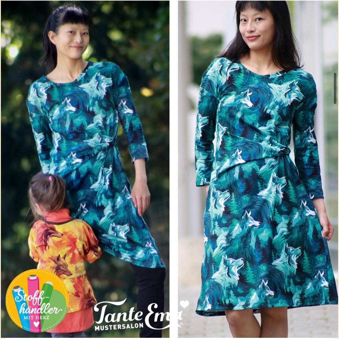 Vorbestellung - Stoffhändler mit Herz Eigenproduktion - Winterwölfe by Tante Ema - French Terry Fabric poshpinks