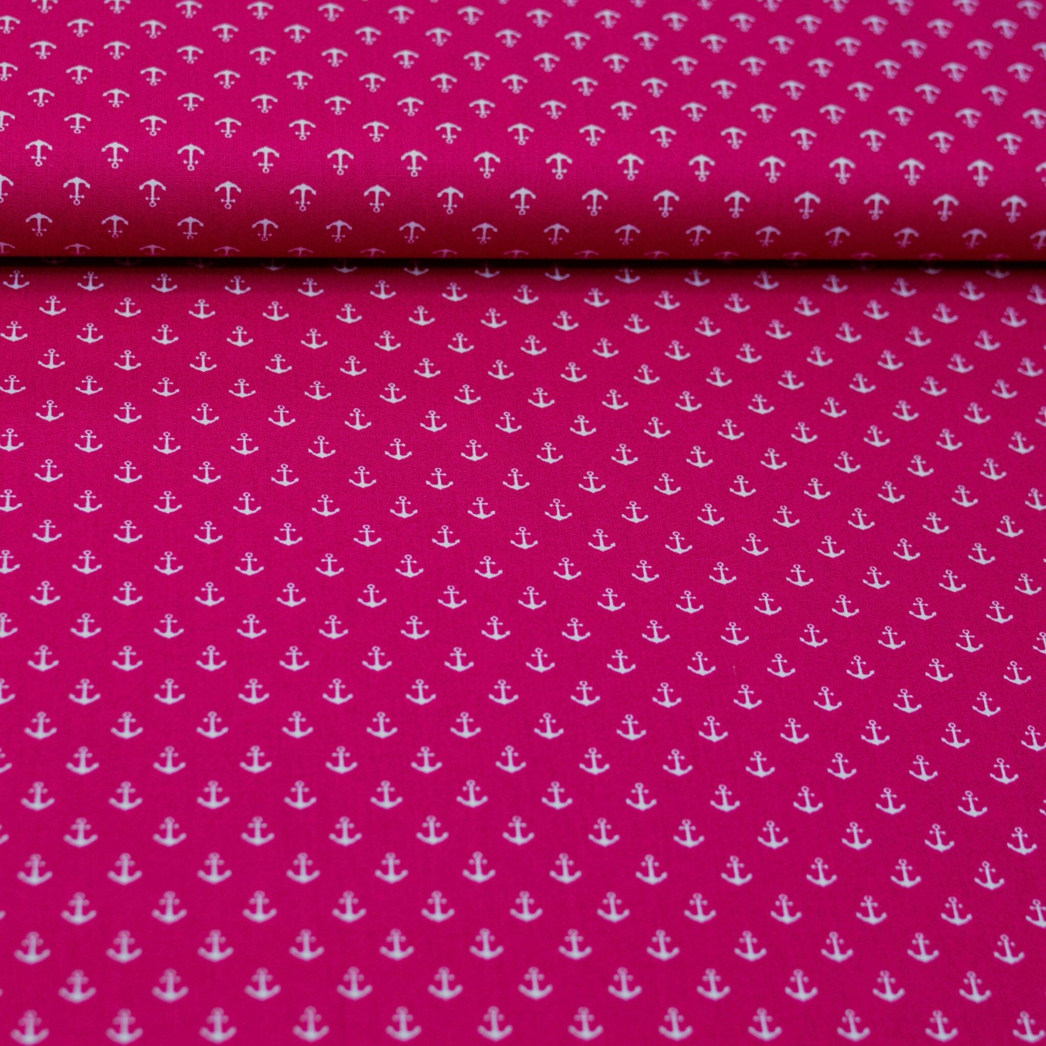 Baumwoll Popeline Anker - Mini - himbeer pink weiß Fabric poshpinks