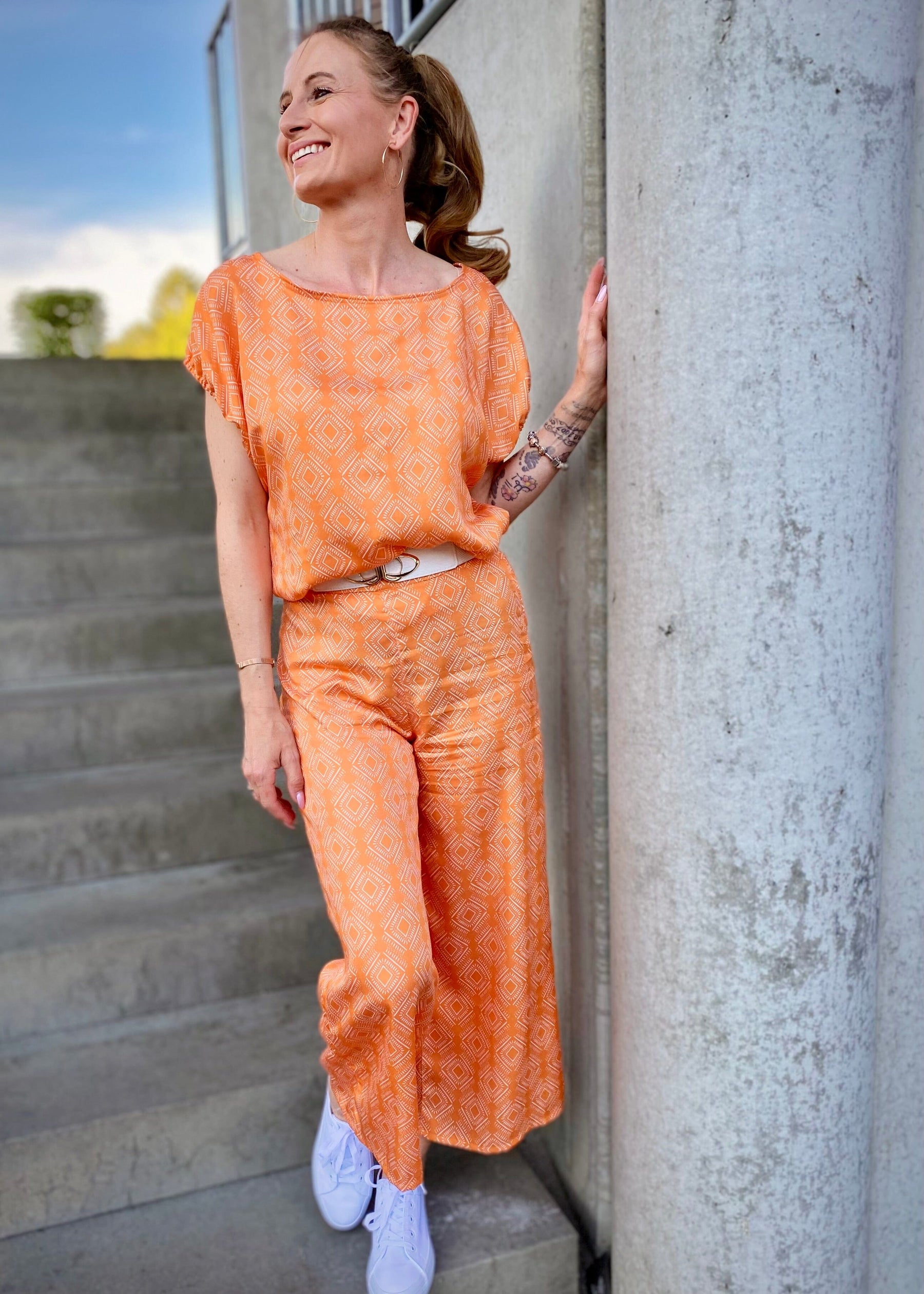 Tencelsatin - Rhonda Ikat Marigold Fabric poshpinks