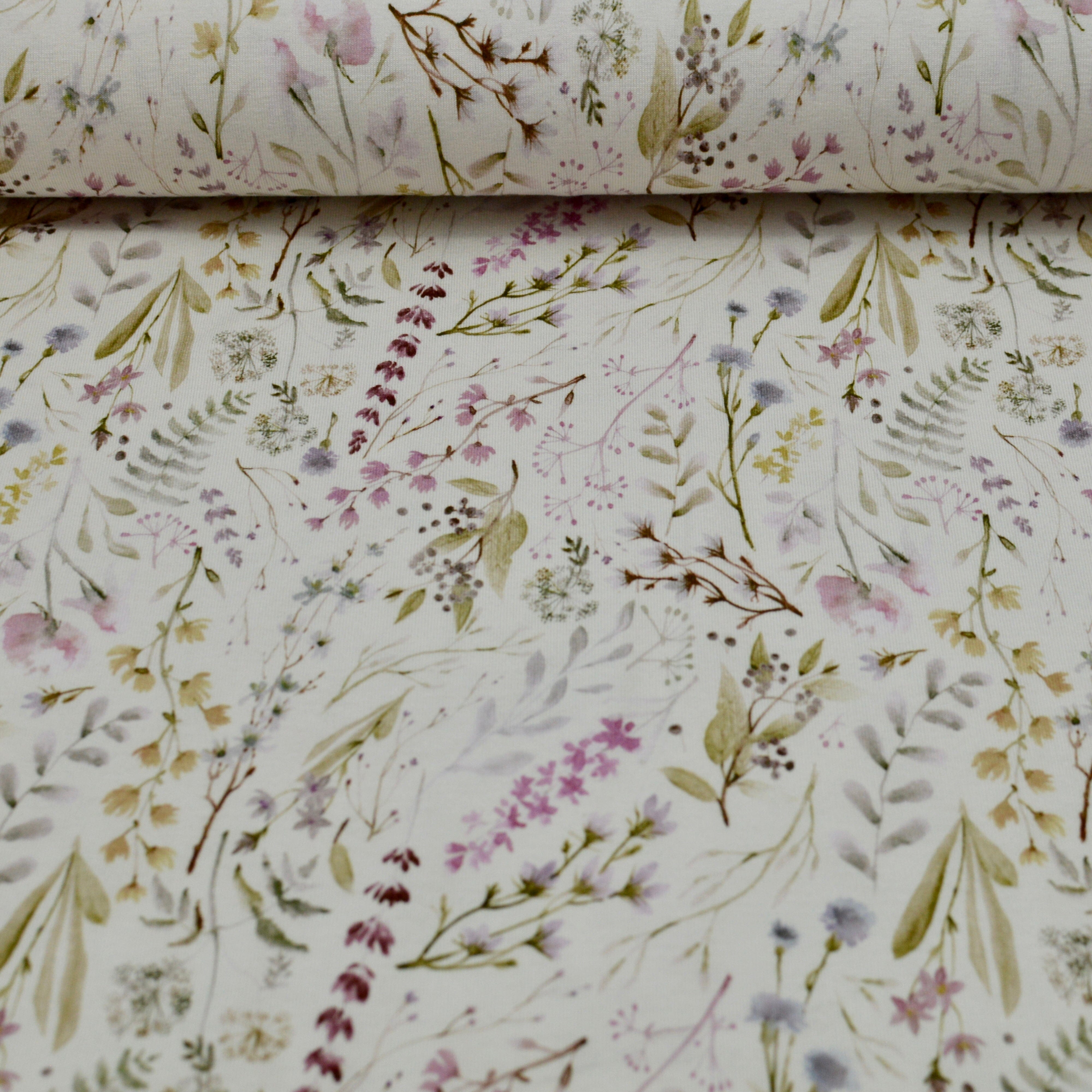 Viskose Jersey - zarte Frühlingswiese creme Fabric poshpinks