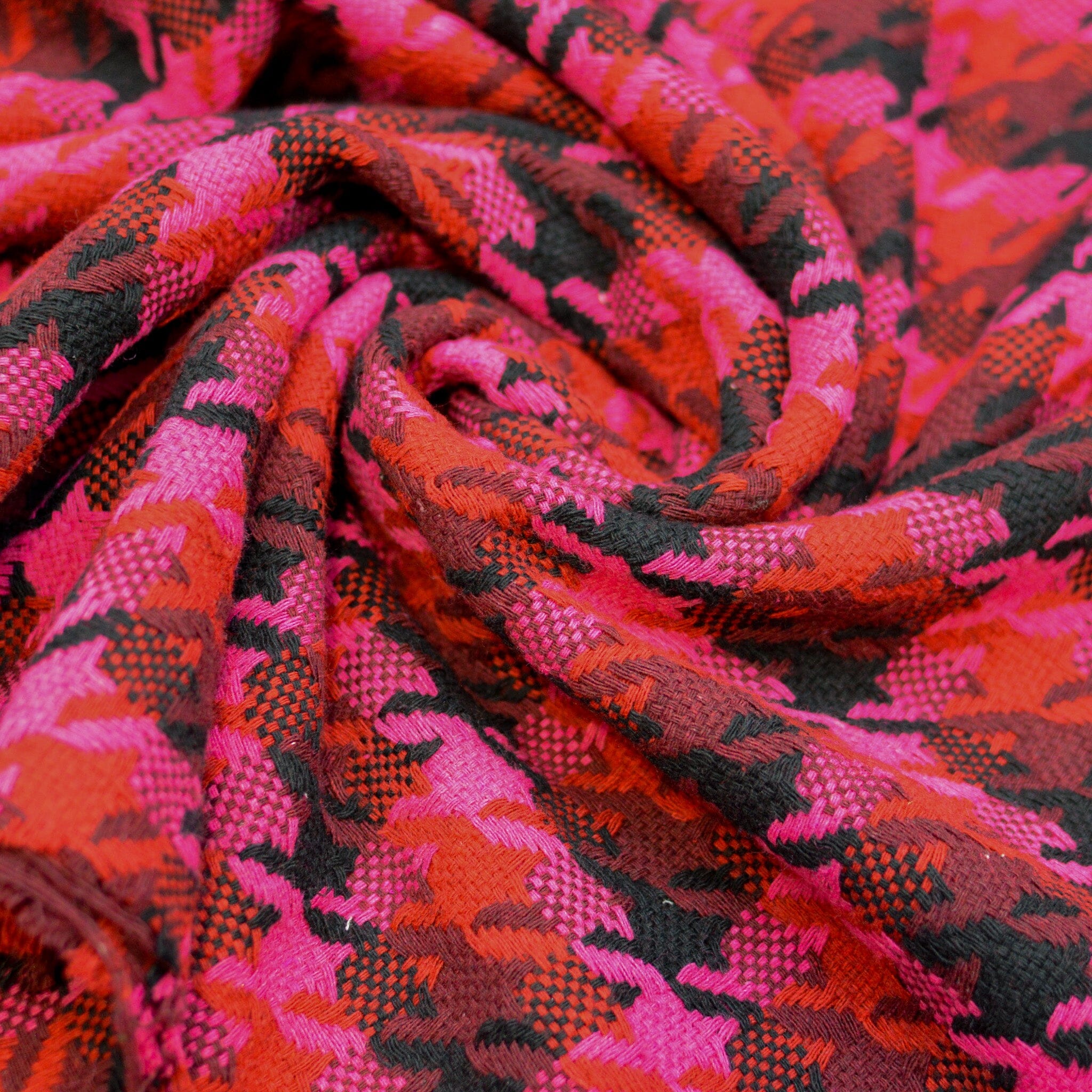 Mantelstoff - Hahnentritt - pink Fabric poshpinks
