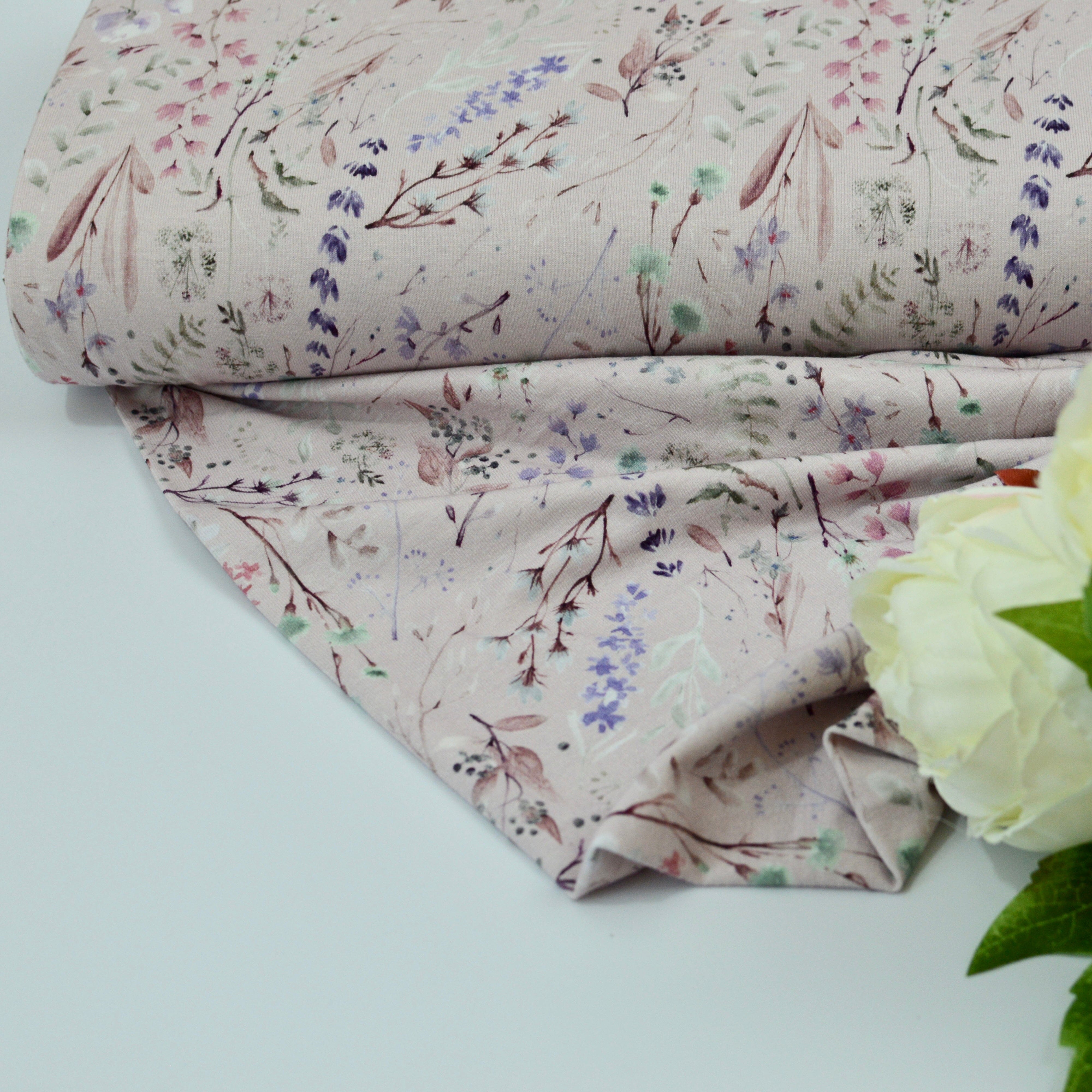 Viskose Jersey - zarte Frühlingswiese rosé Fabric poshpinks