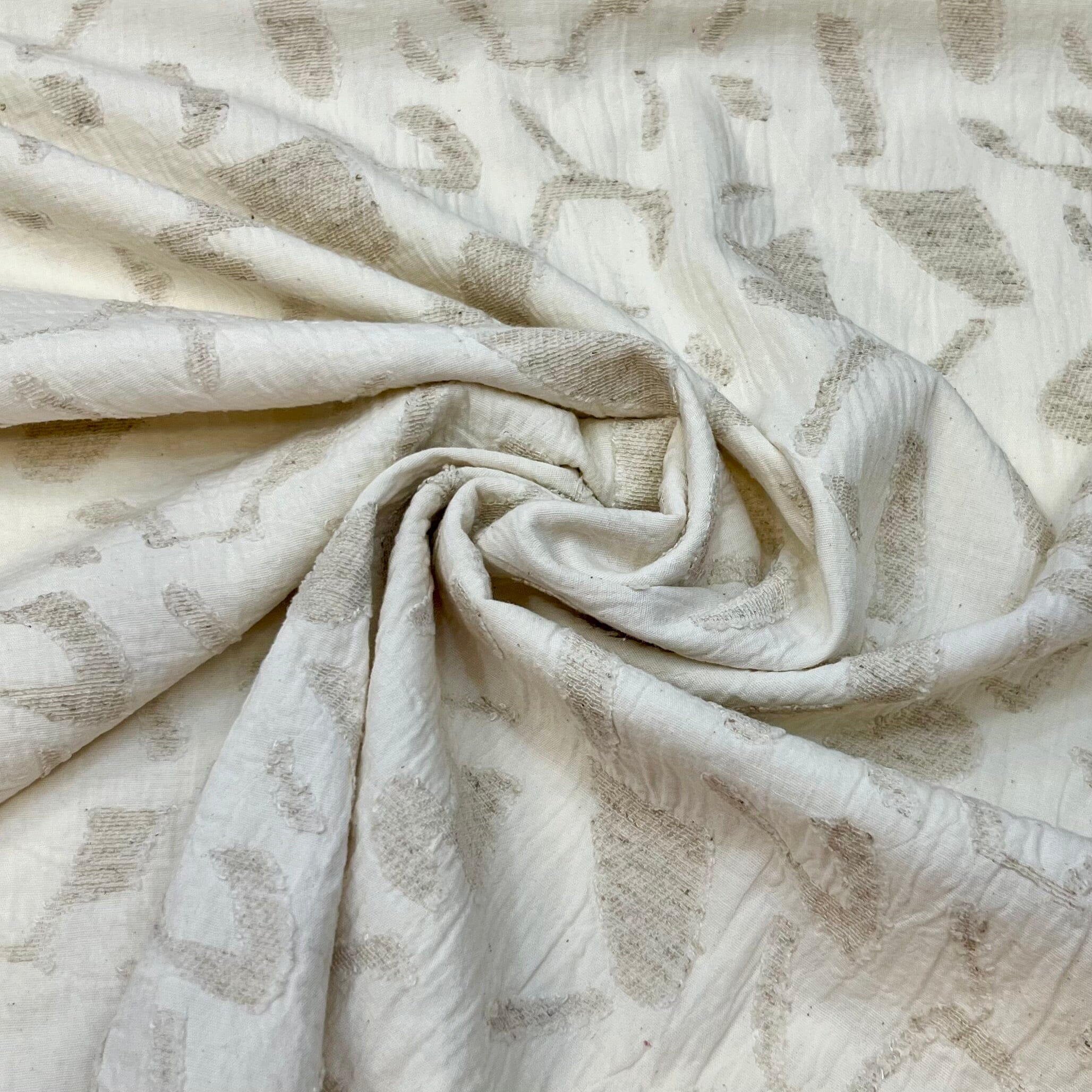 Leinen - Jacquard abstrakt creme beige Fabric poshpinks