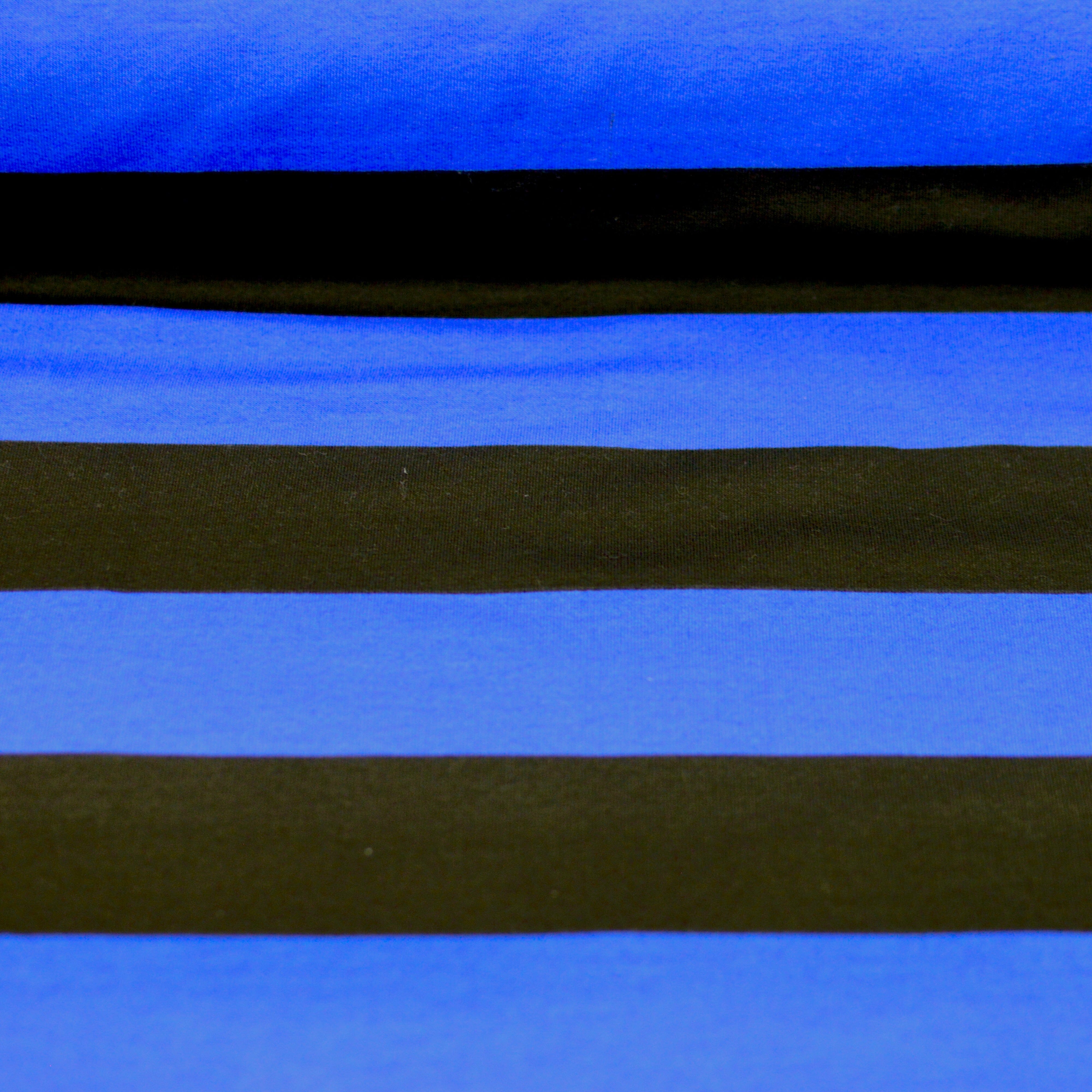 French Terry - Blockstreifen - Royalblau schwarz Fabric poshpinks