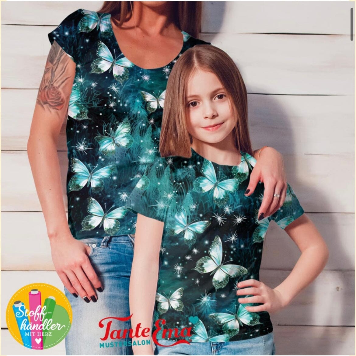 Vorbestellung - Stoffhändler mit Herz Eigenproduktion - Winterschmetterlinge by Tante Ema - French Terry Fabric poshpinks