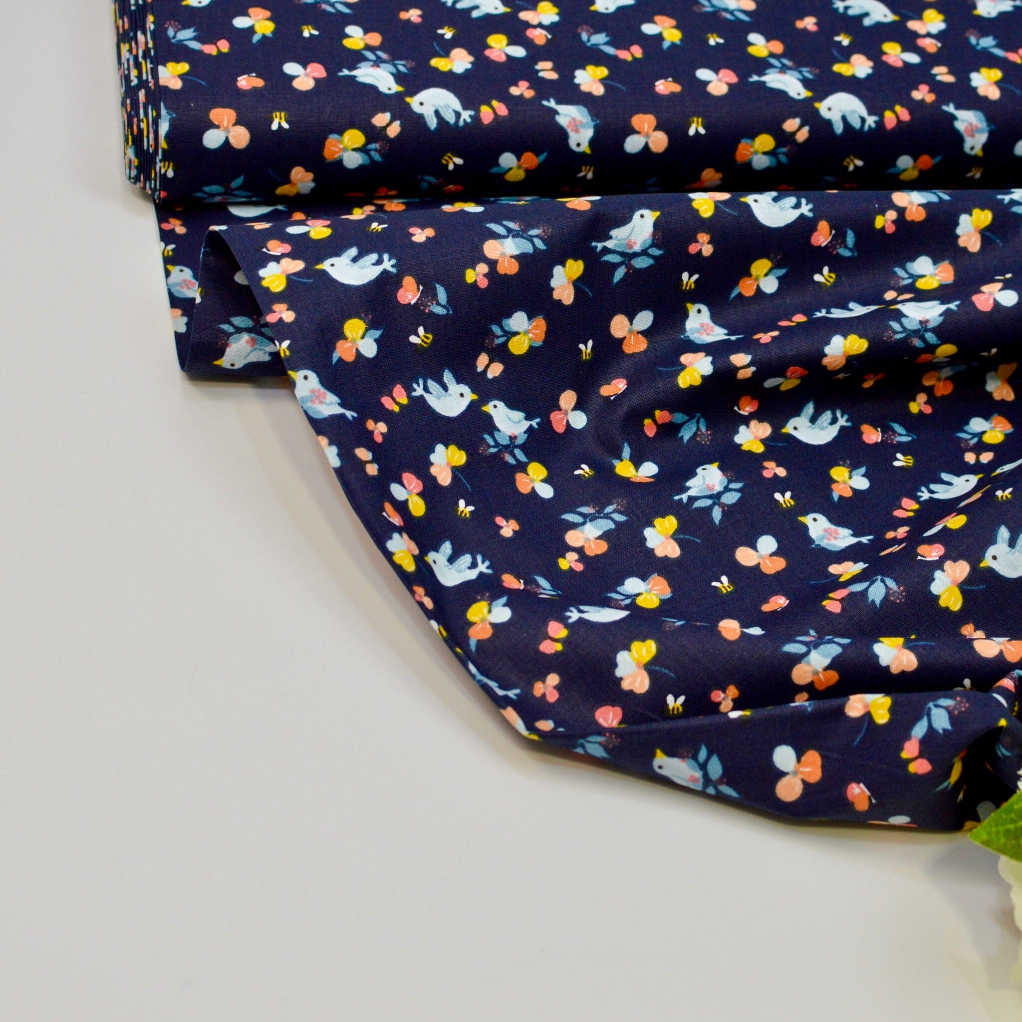 Baumwoll Popeline - Birdy - Navy Fabric poshpinks