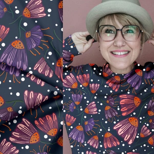 Vorbestellung ! Soft Touch Baumwolljersey - by Emjo_Design - Pearl Dark Fabric poshpinks
