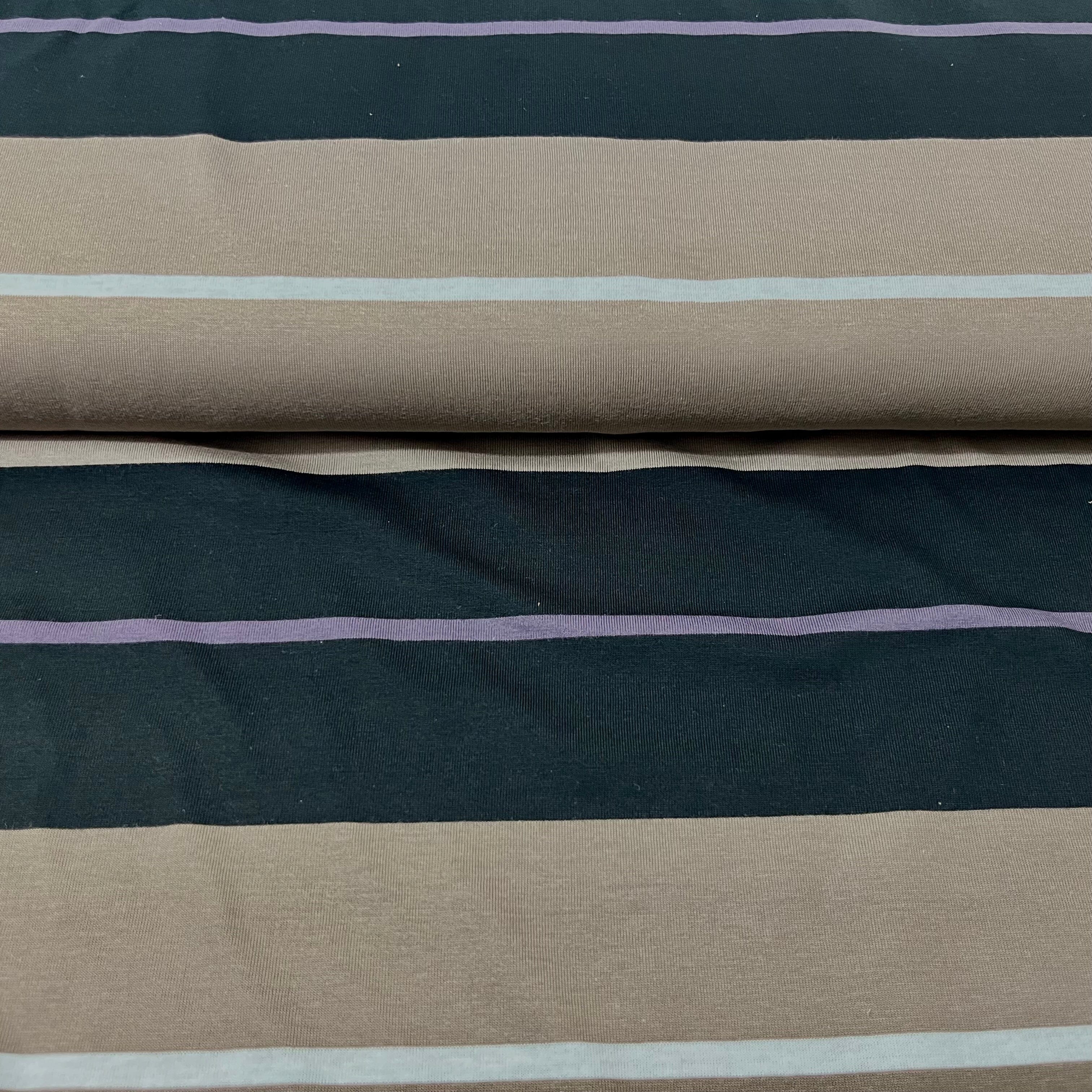 Baumwolljersey - Streifen / Blockstreifen Verlauf - beige schwarz lila Fabric poshpinks