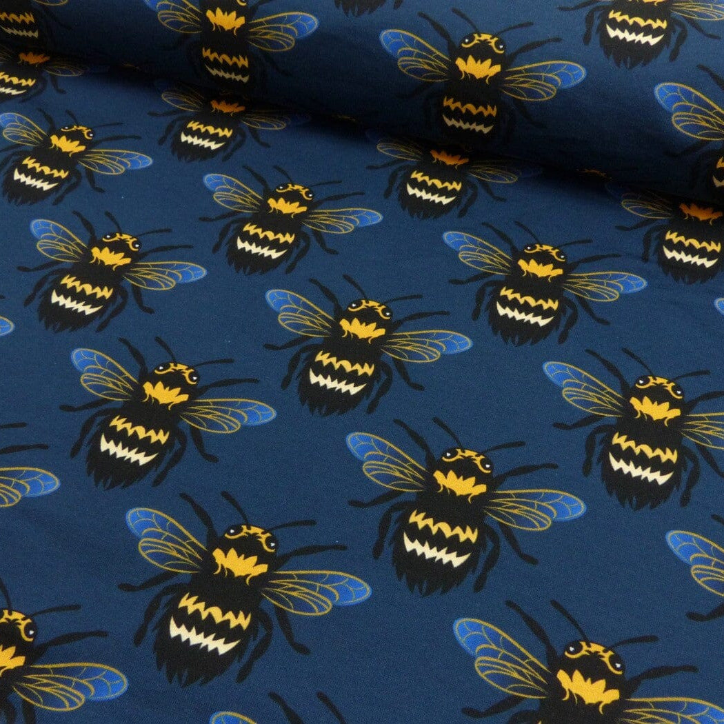 French Terry - BEE Bumblebee by Daniela Bonn - Blau Fabric poshpinks