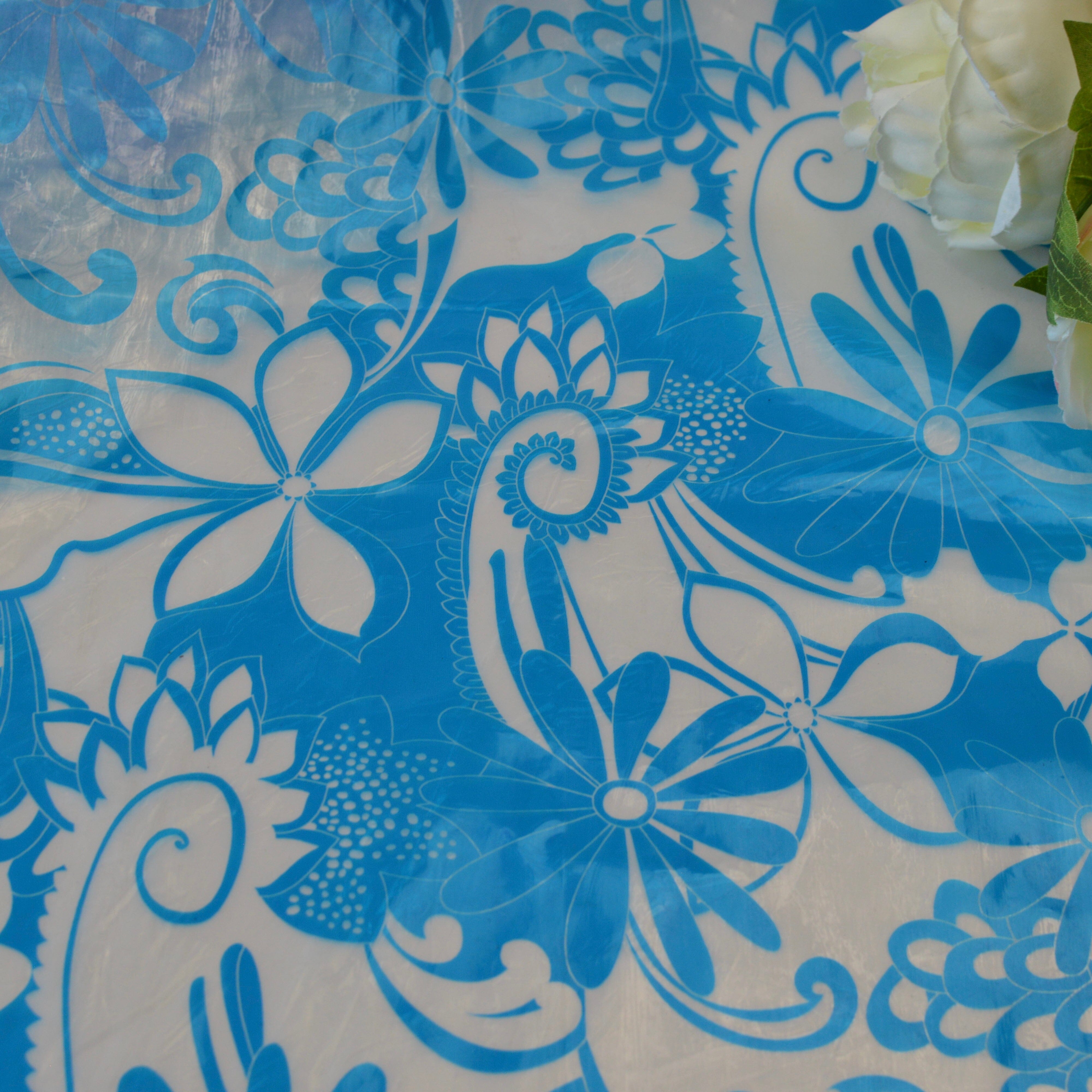 Regenjackenstoff - Blumen blau klar Fabric poshpinks